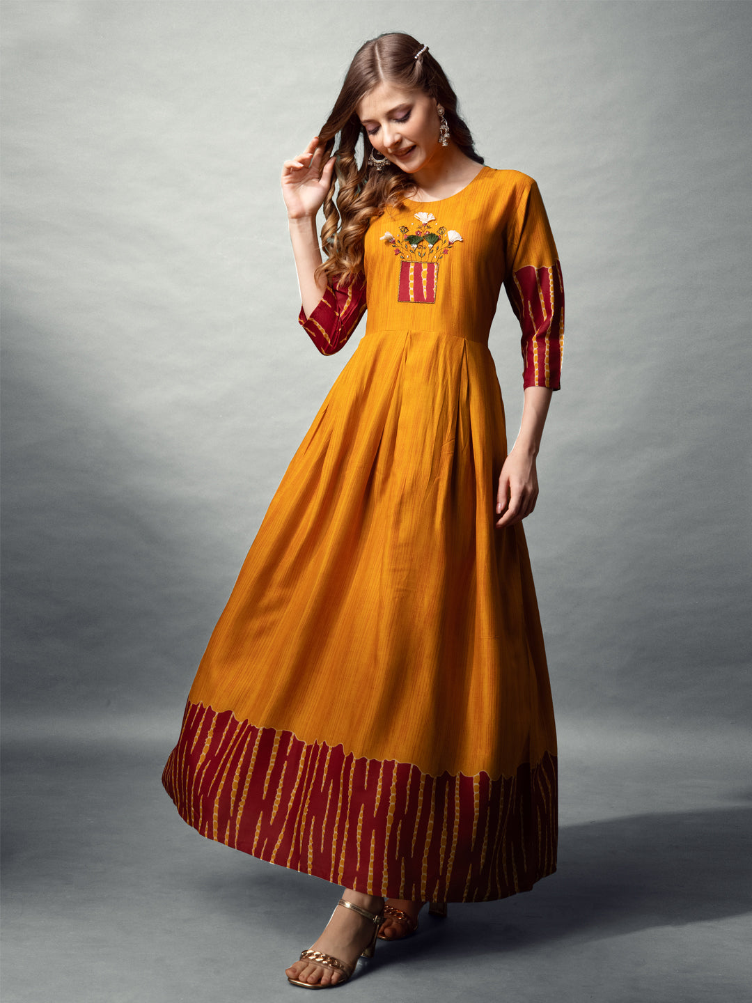 Elegant Printed Anarkali Gown in Premium Rayon Fabric