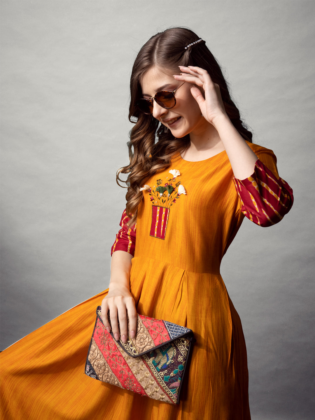 Elegant Printed Anarkali Gown in Premium Rayon Fabric