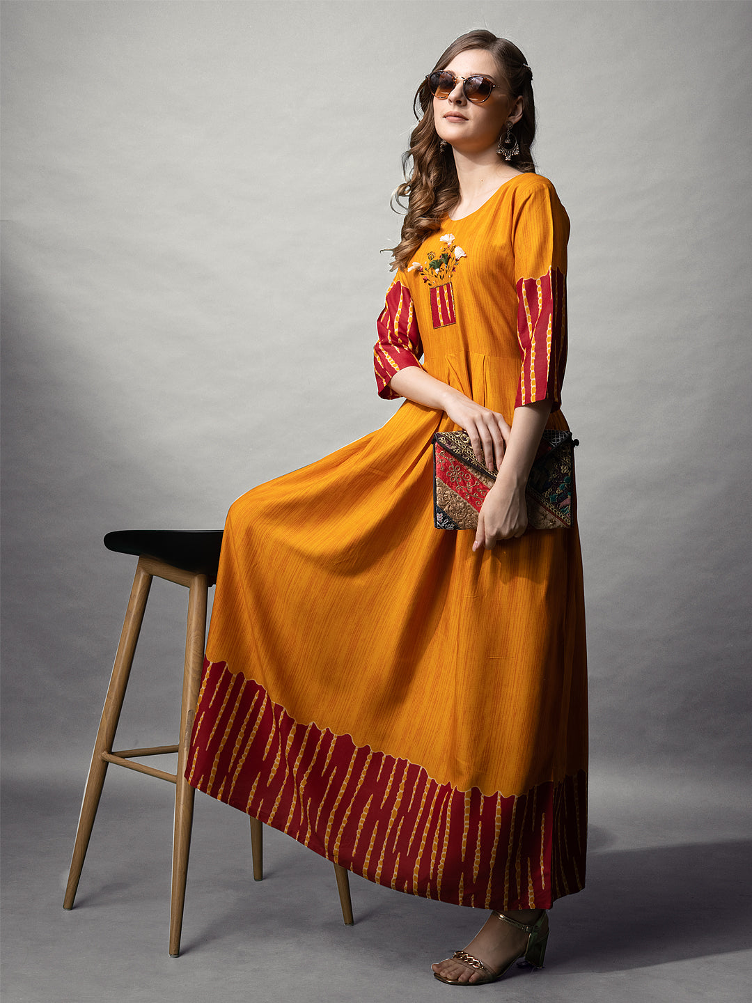 Elegant Printed Anarkali Gown in Premium Rayon Fabric