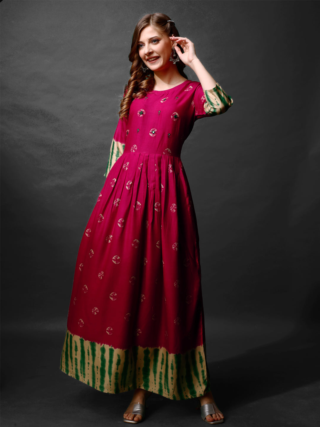 Elegant Printed Anarkali Gown in Premium Rayon Fabric