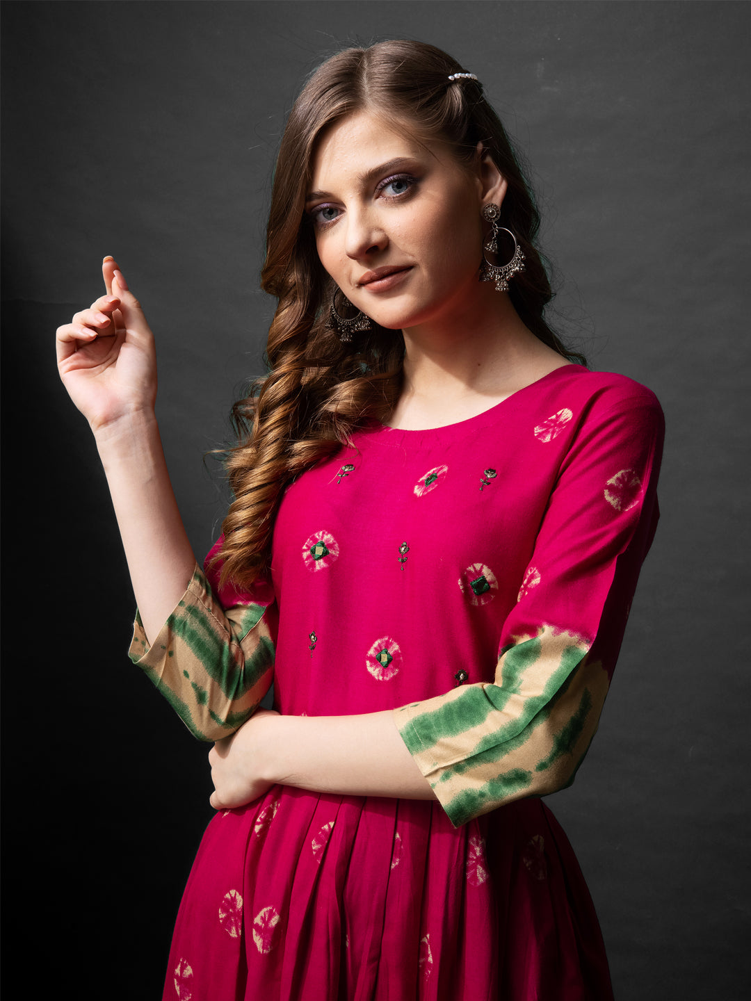 Elegant Printed Anarkali Gown in Premium Rayon Fabric