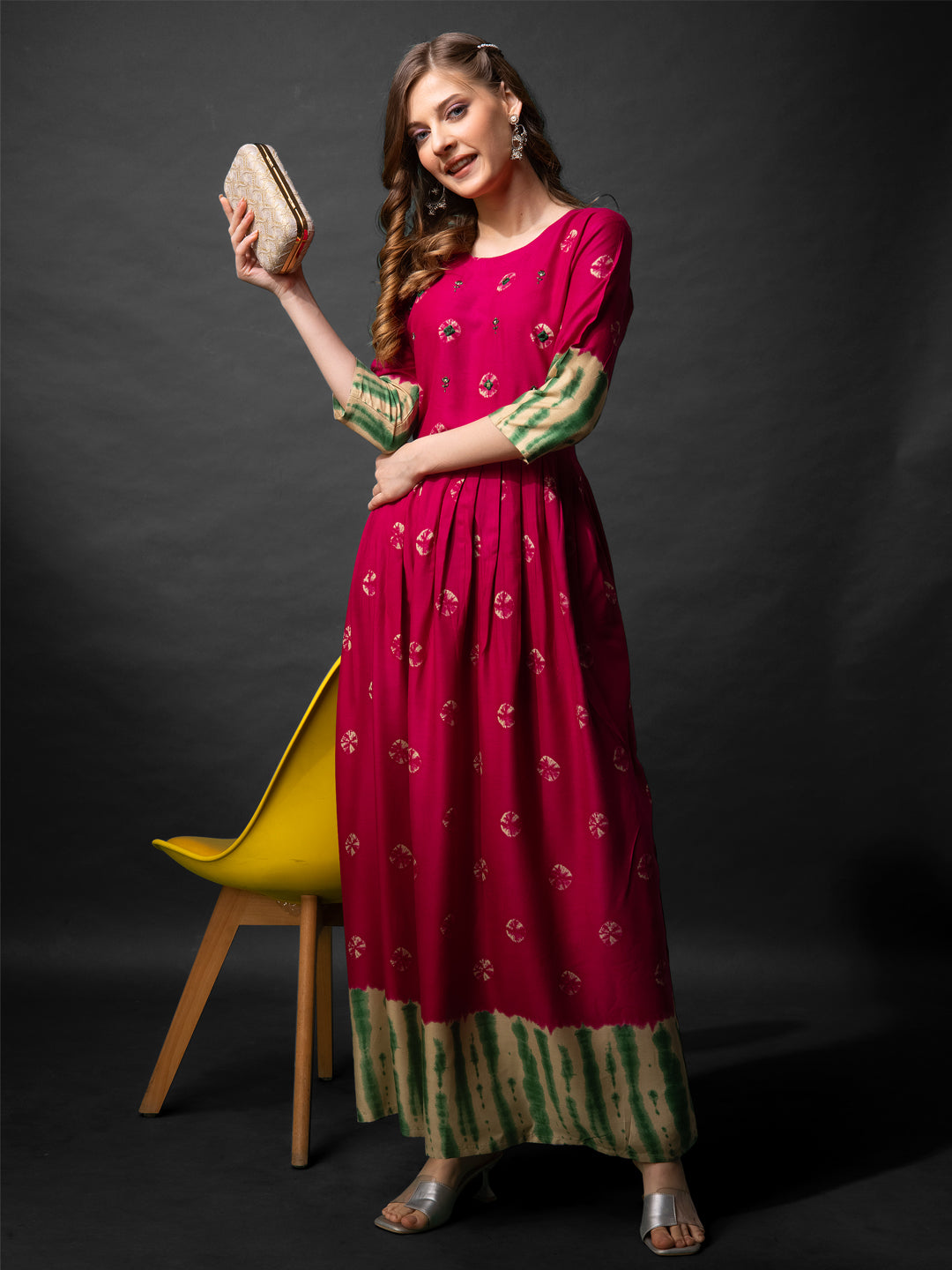 Elegant Printed Anarkali Gown in Premium Rayon Fabric