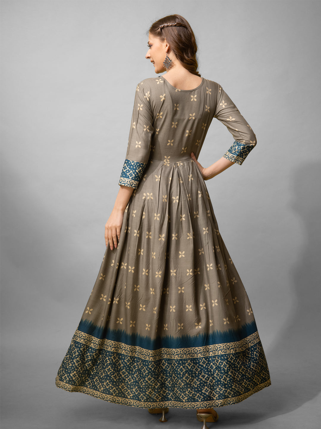 Elegant Printed Anarkali Gown in Premium Rayon Fabric