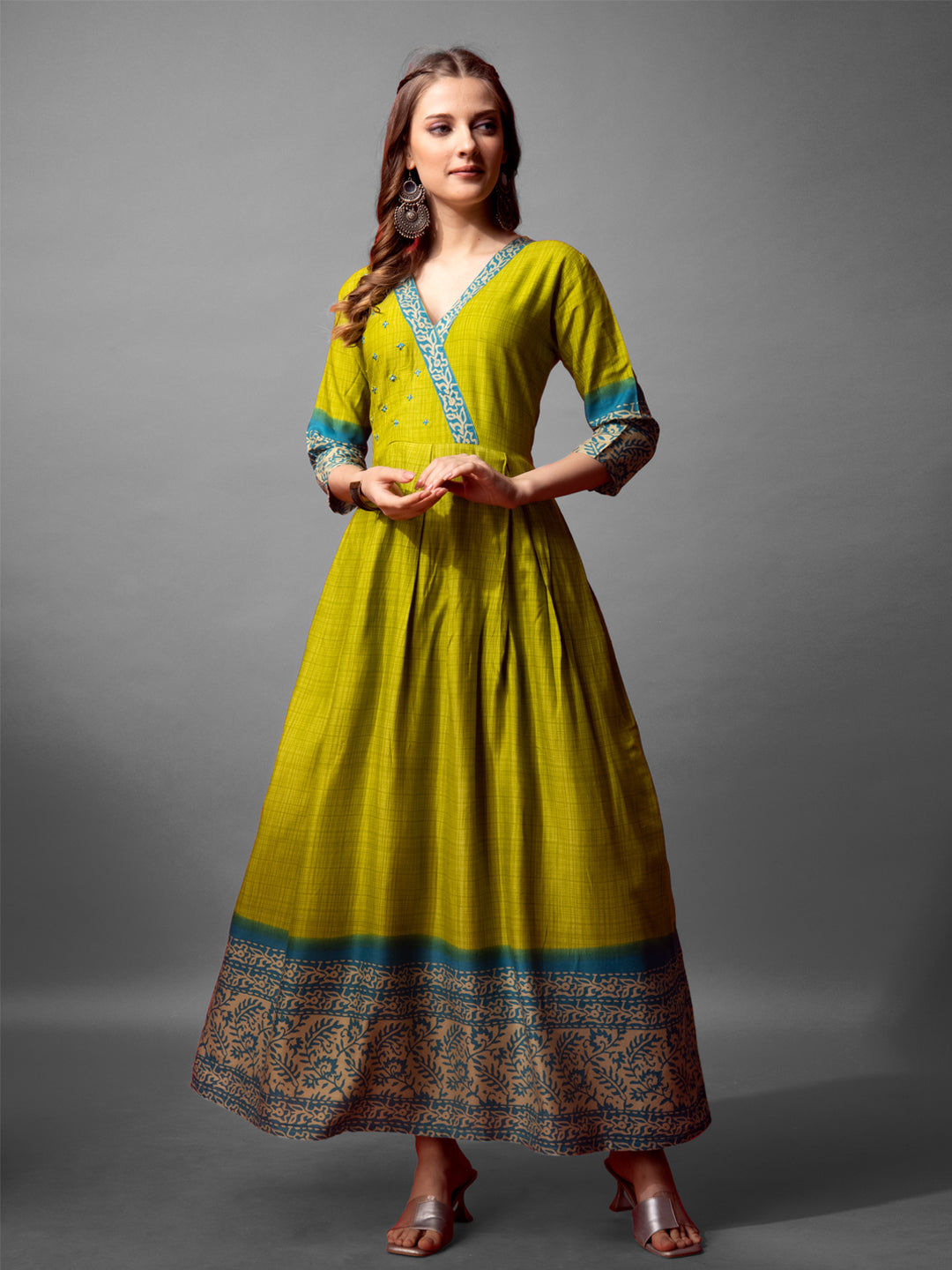 Elegant Printed Anarkali Gown in Premium Rayon Fabric