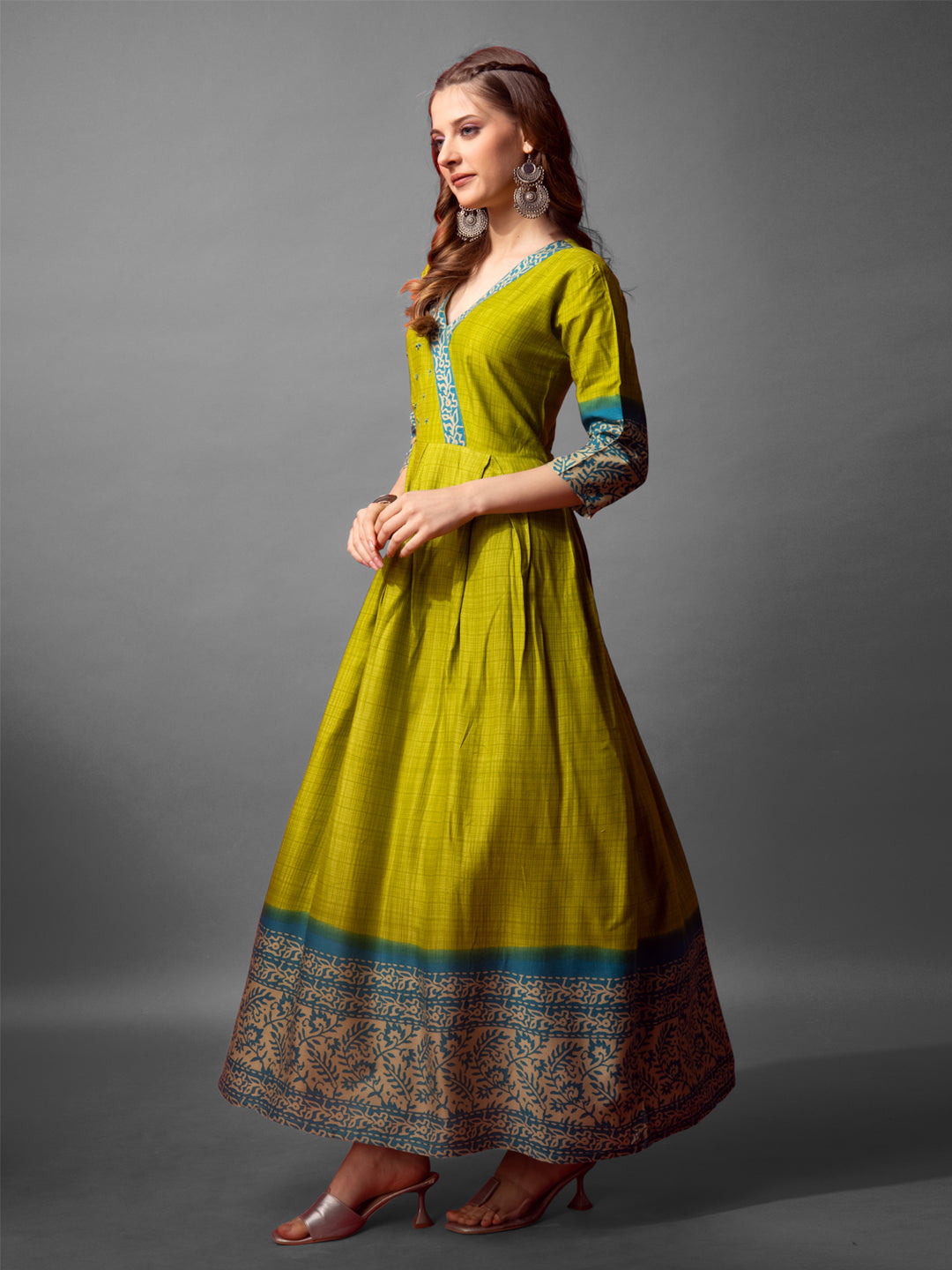 Elegant Printed Anarkali Gown in Premium Rayon Fabric