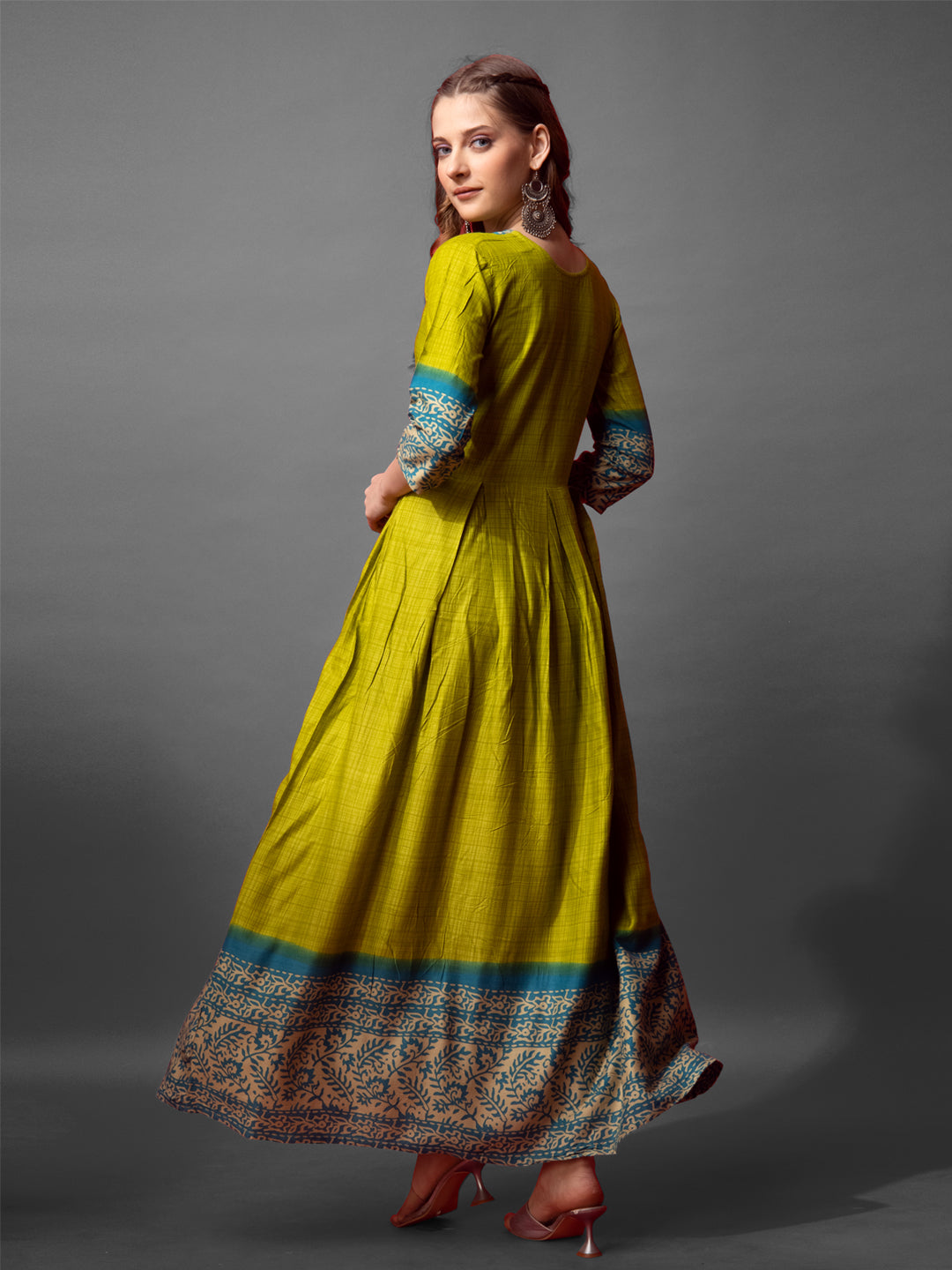 Elegant Printed Anarkali Gown in Premium Rayon Fabric