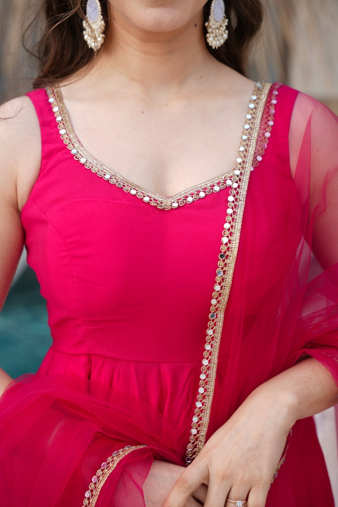 Anarkali Gown With Dupatta And Pant