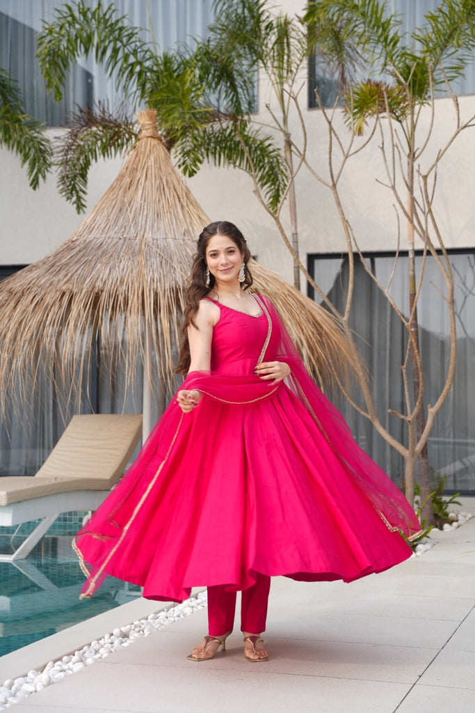 Anarkali Gown With Dupatta And Pant