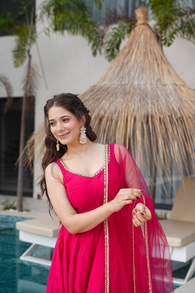 Anarkali Gown With Dupatta And Pant