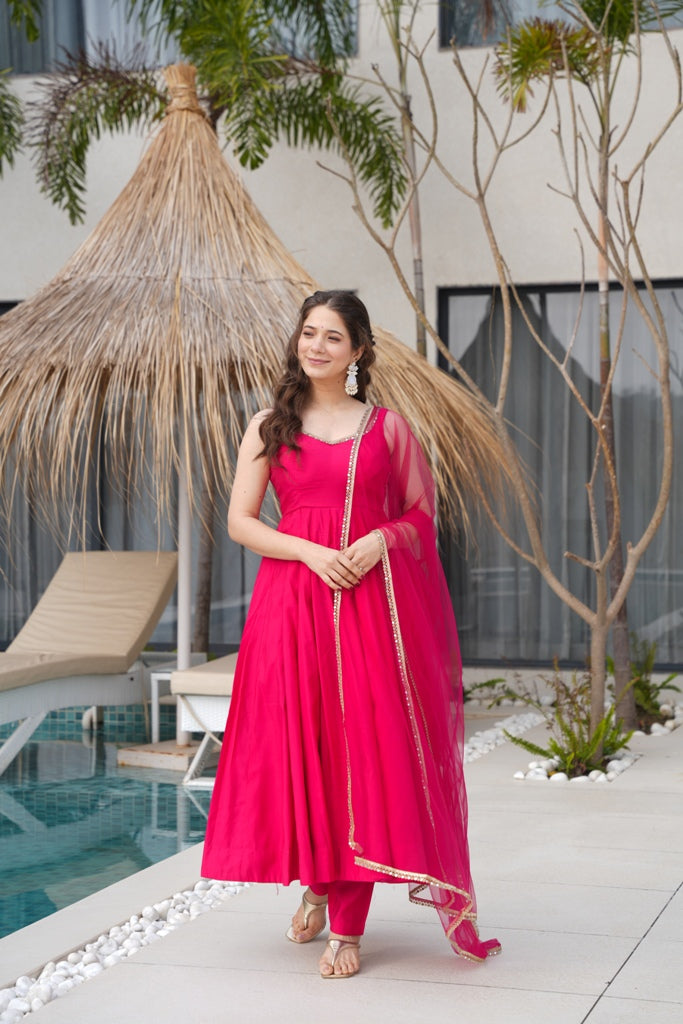 Anarkali Gown With Dupatta And Pant