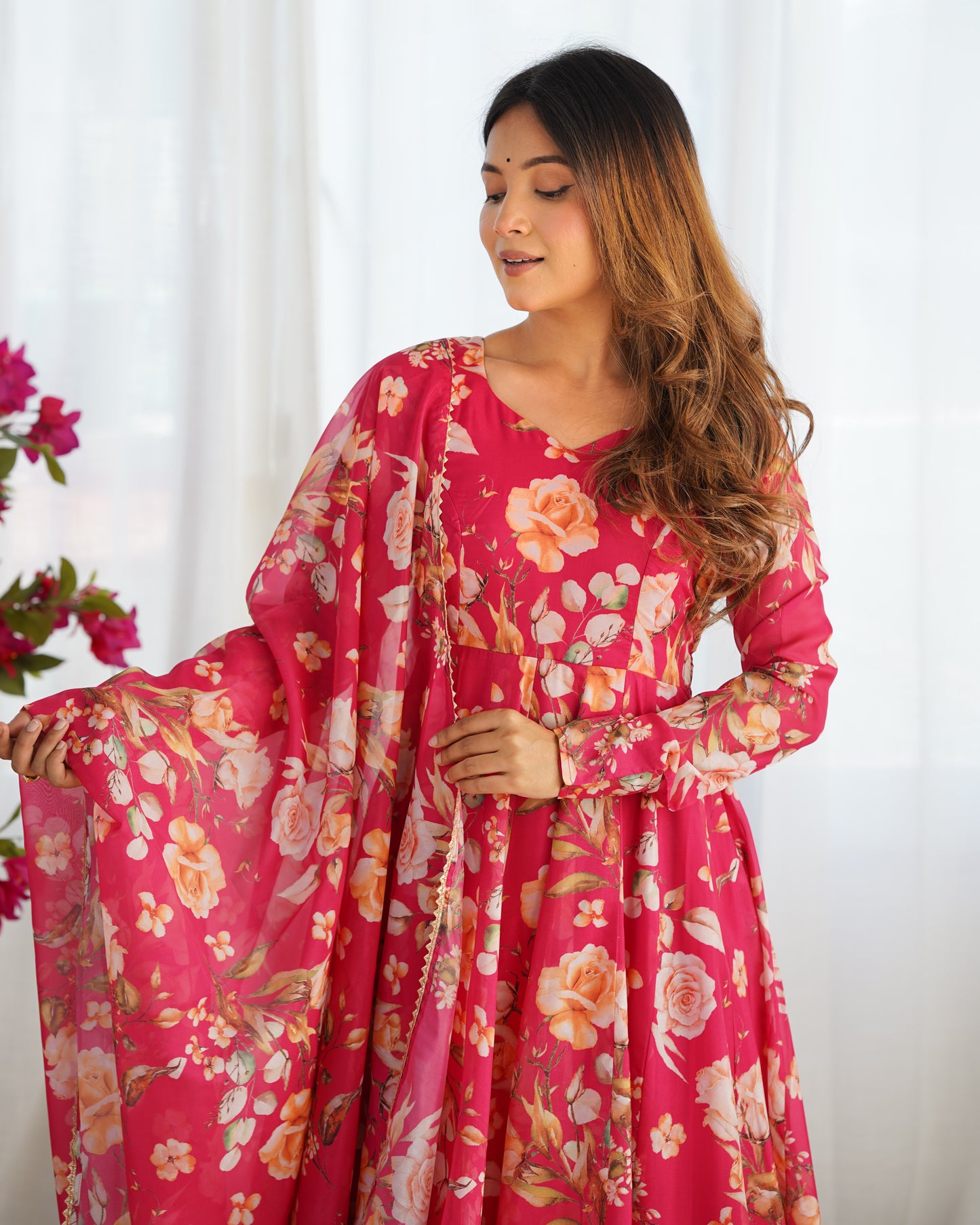 Anarkali Gown With Dupatta And Pant