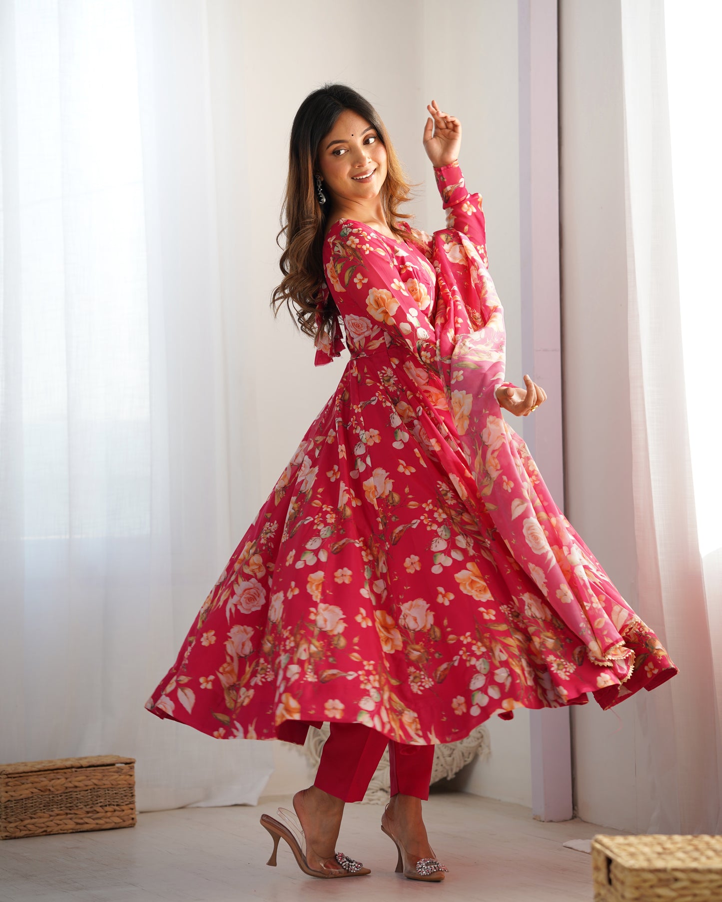 Anarkali Gown With Dupatta And Pant