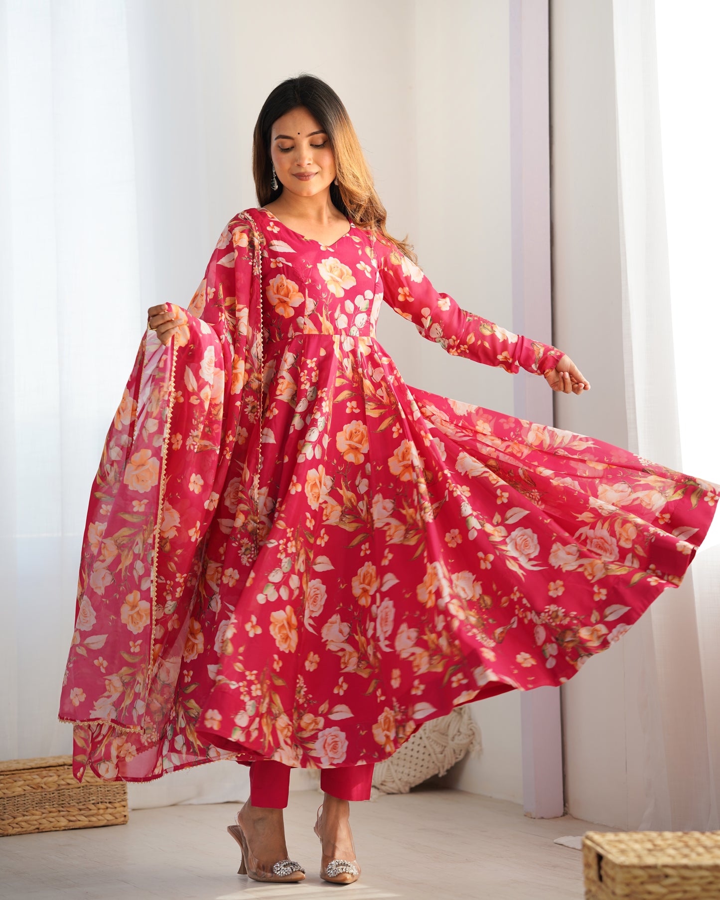 Anarkali Gown With Dupatta And Pant