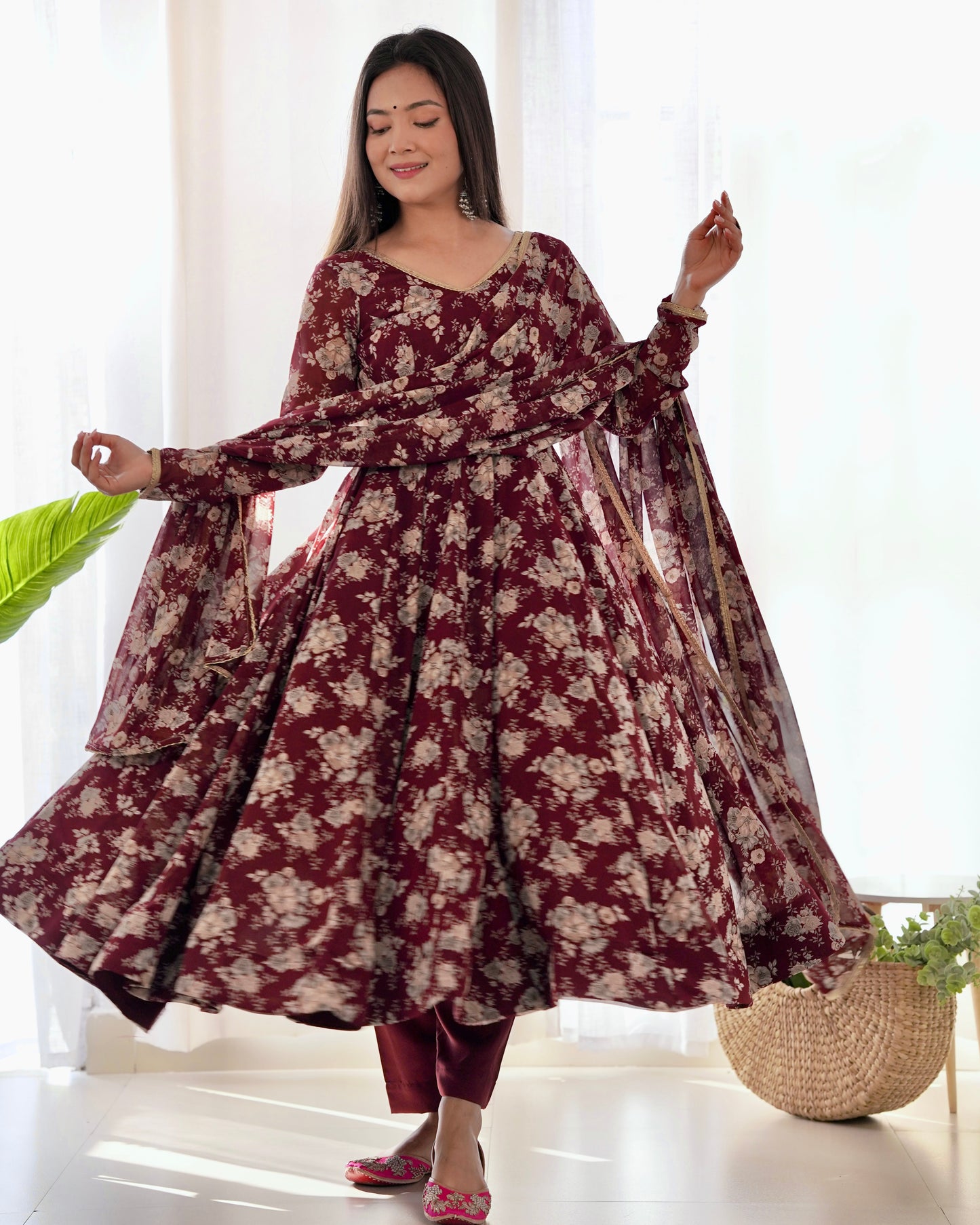 Anarkali Gown With Dupatta And Pant