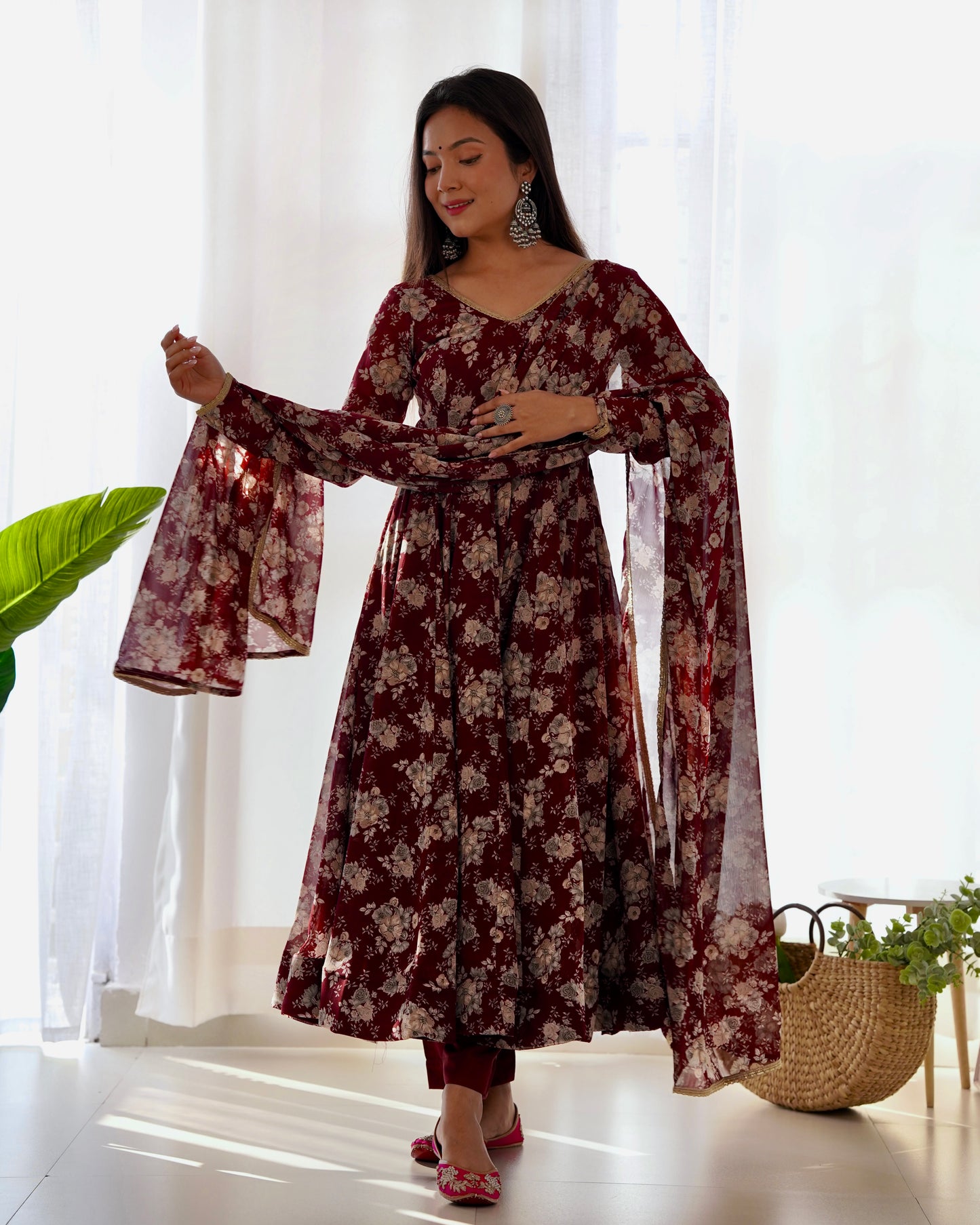 Anarkali Gown With Dupatta And Pant