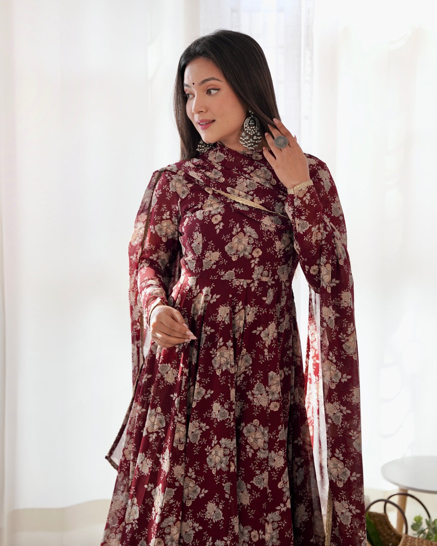 Anarkali Gown With Dupatta And Pant