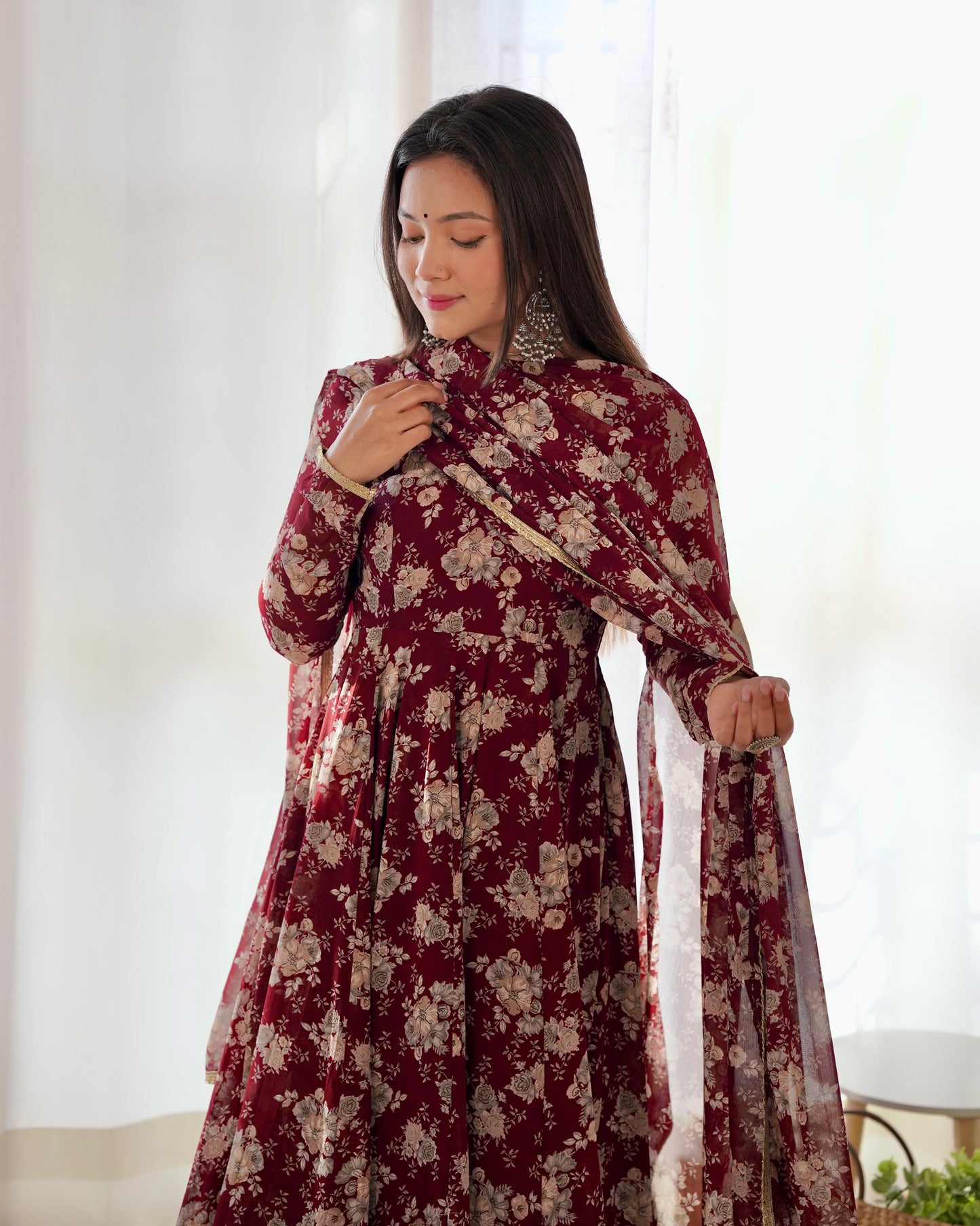 Anarkali Gown With Dupatta And Pant