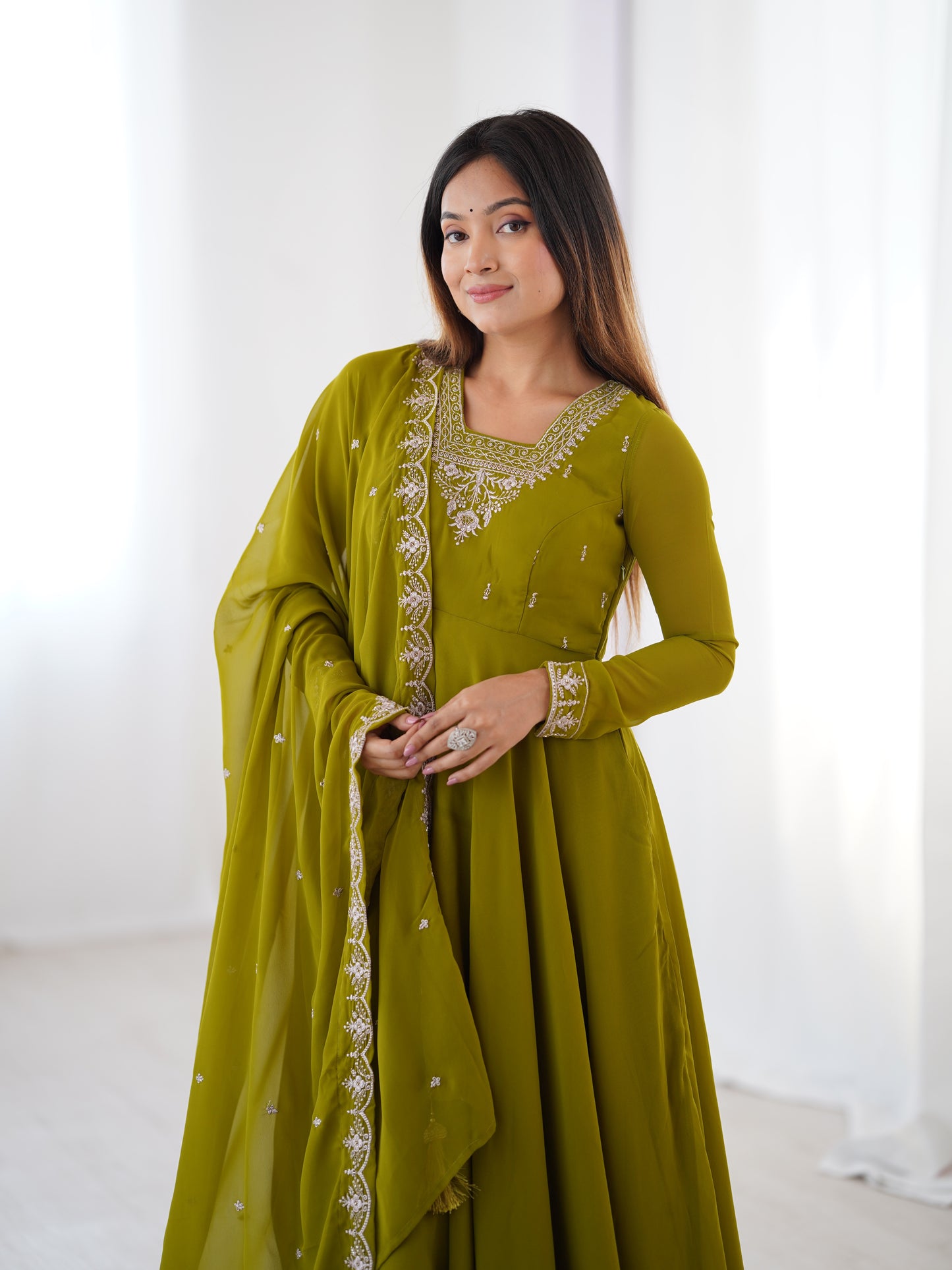 Anarkali Gown With Dupatta And Pant
