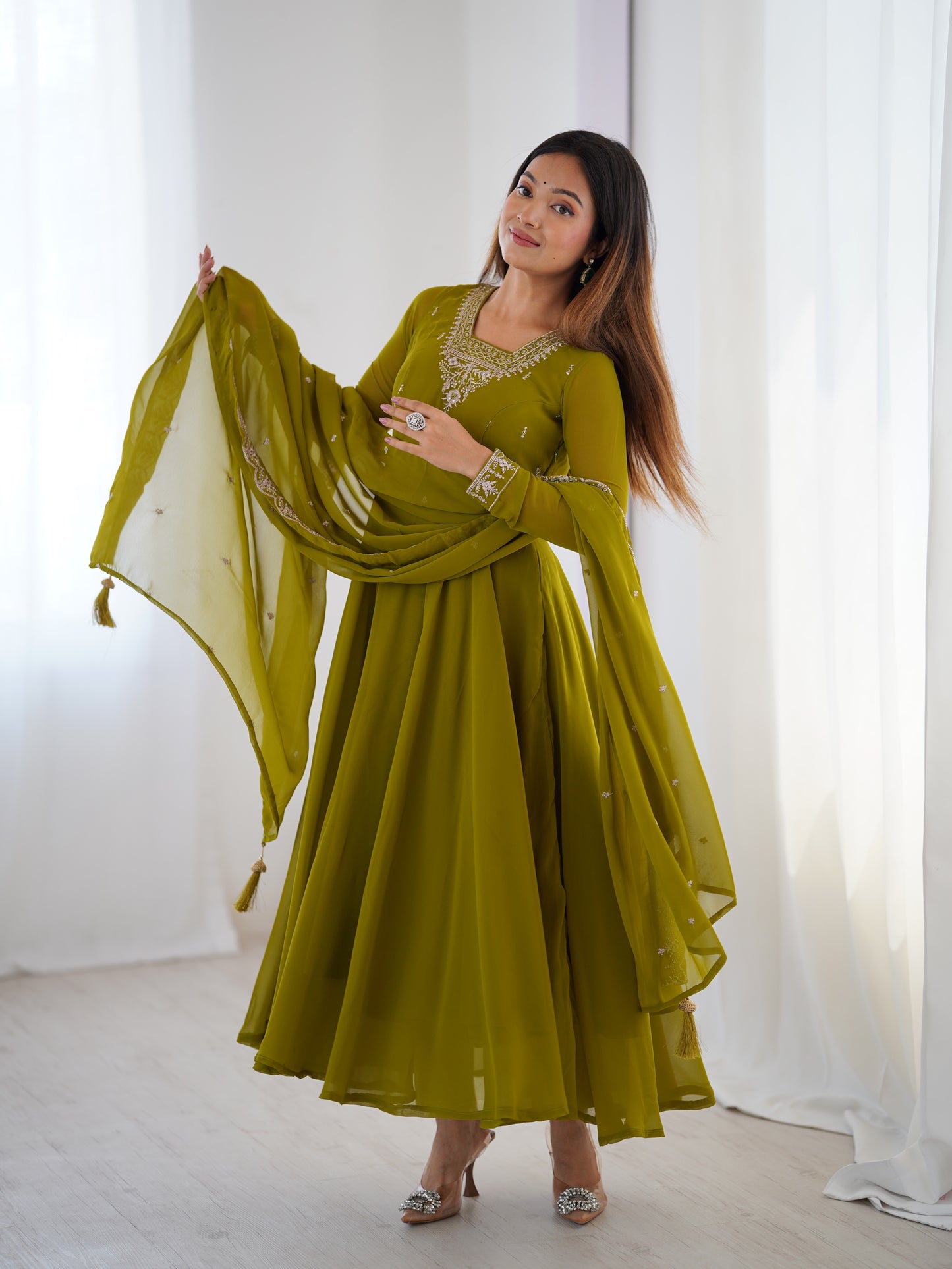 Anarkali Gown With Dupatta And Pant