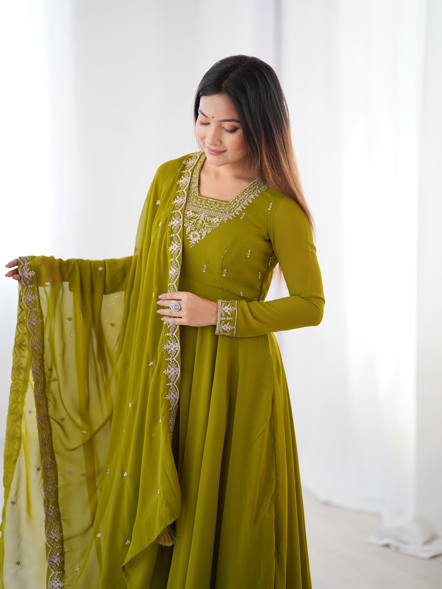 Anarkali Gown With Dupatta And Pant