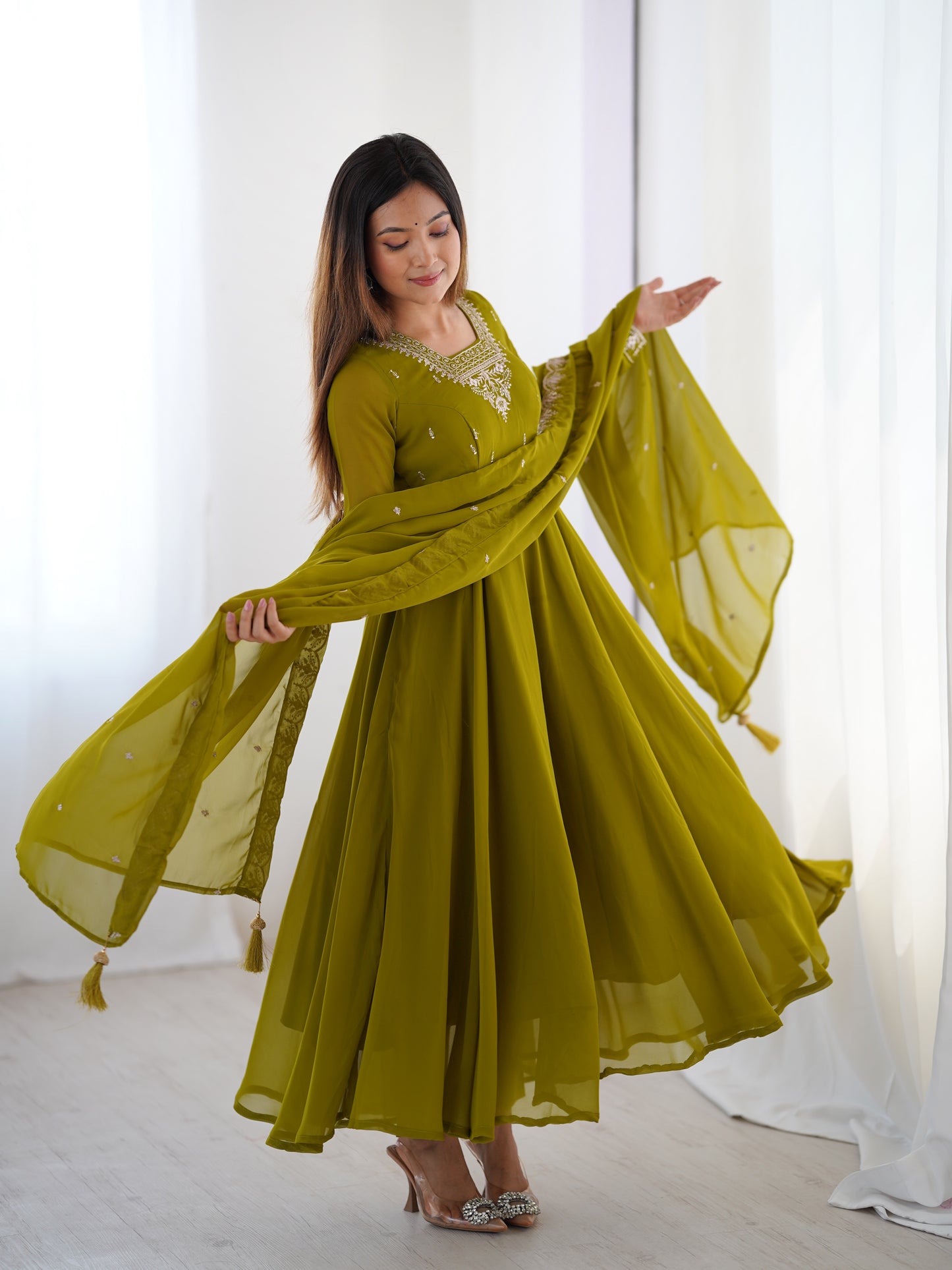 Anarkali Gown With Dupatta And Pant