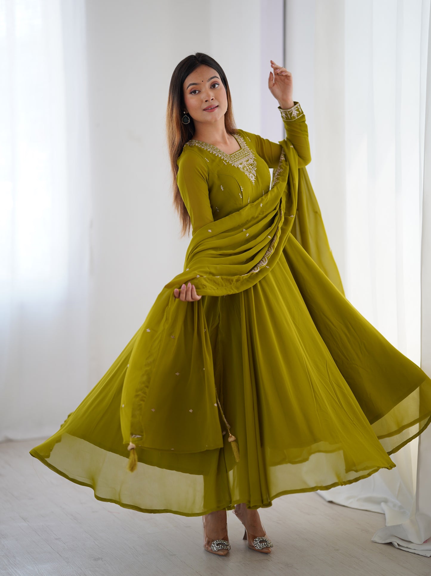 Anarkali Gown With Dupatta And Pant
