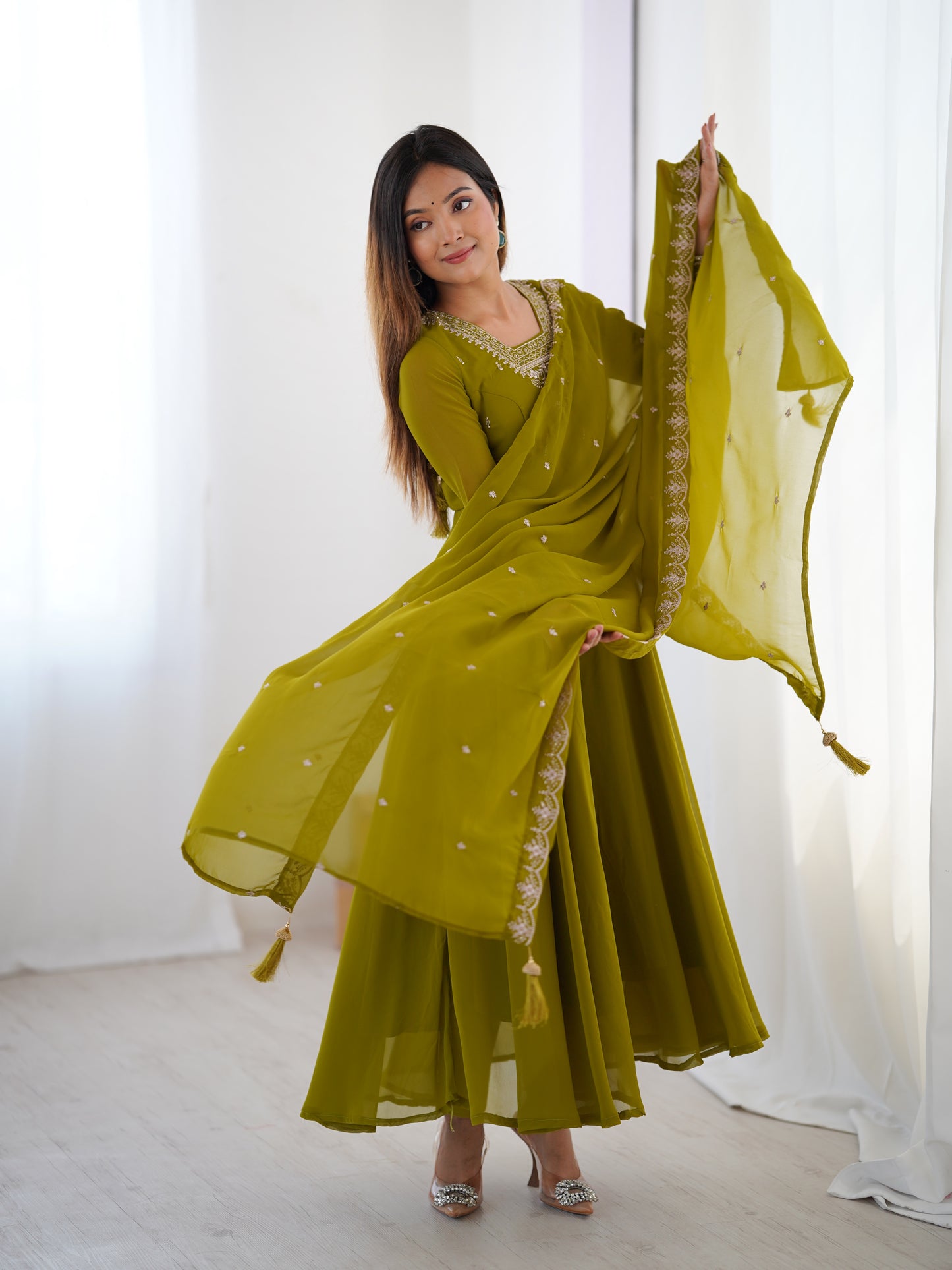 Anarkali Gown With Dupatta And Pant