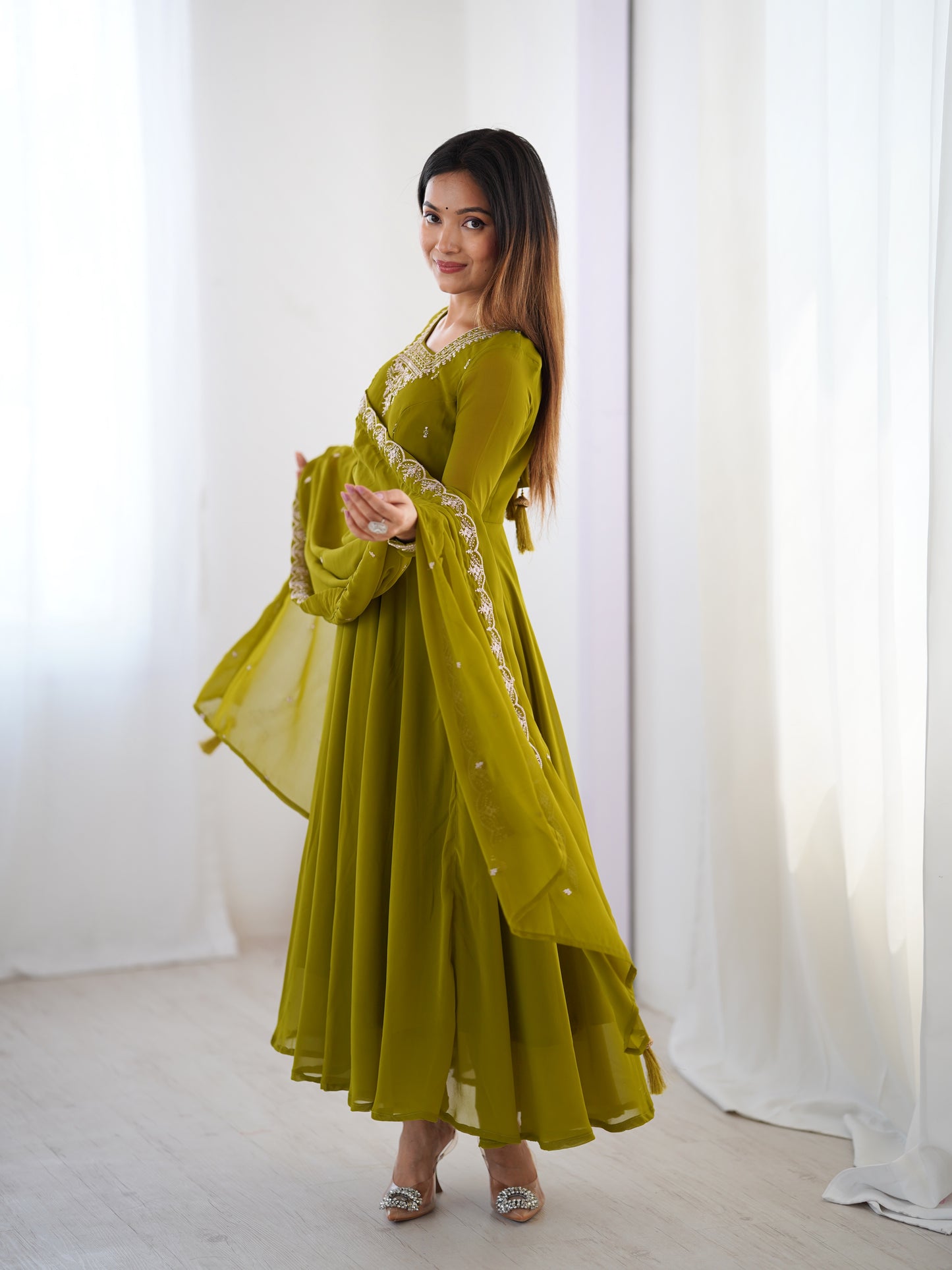 Anarkali Gown With Dupatta And Pant