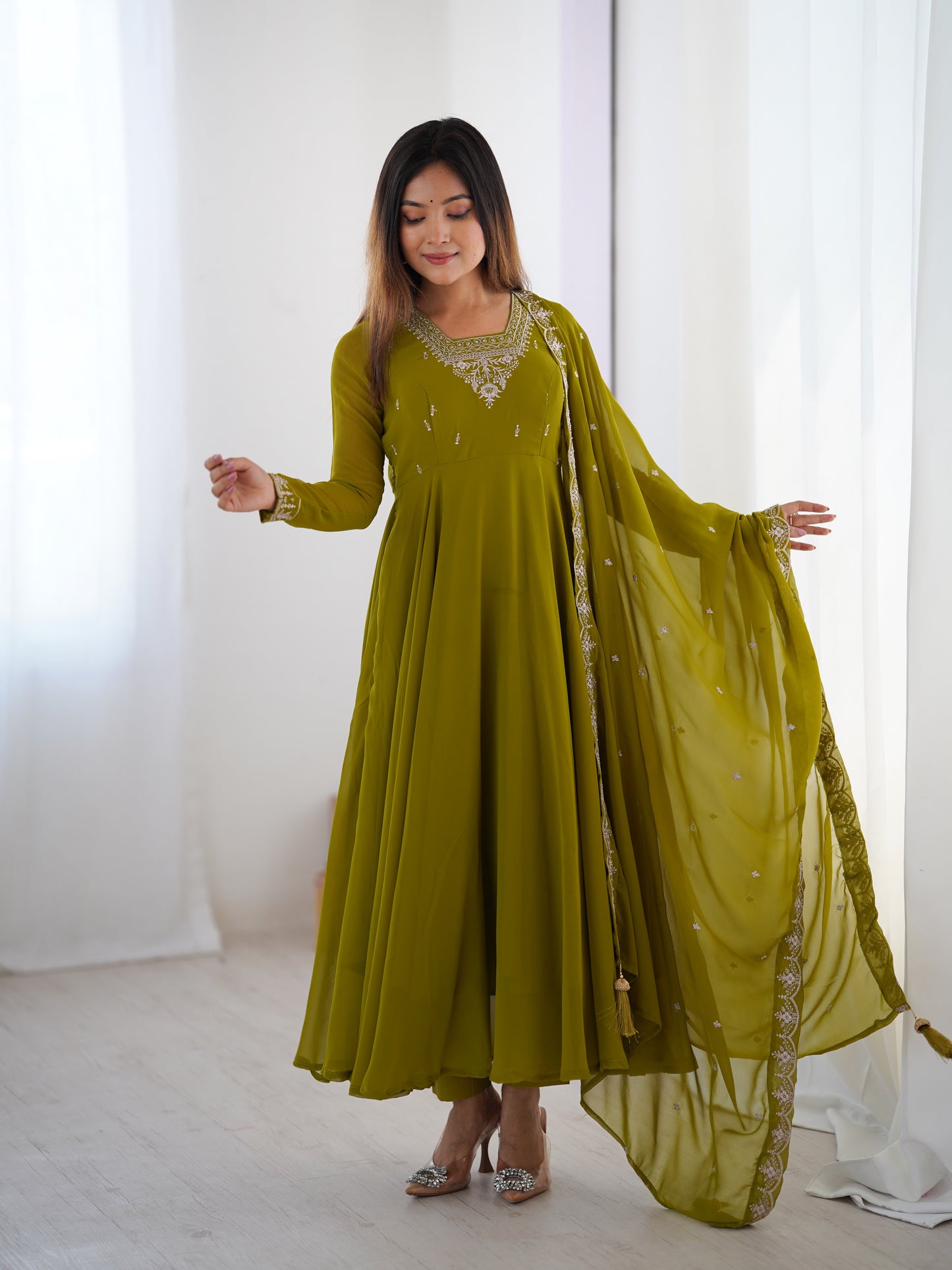 Anarkali Gown With Dupatta And Pant