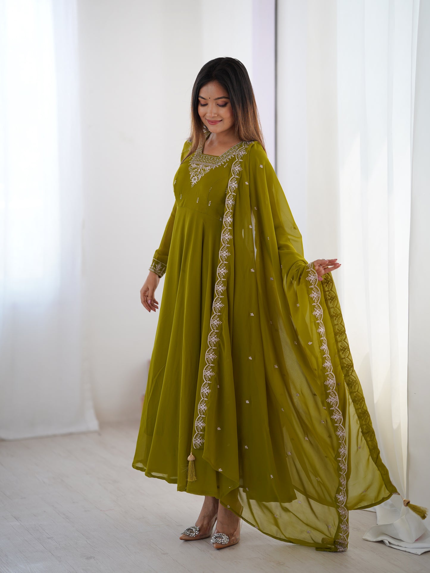 Anarkali Gown With Dupatta And Pant