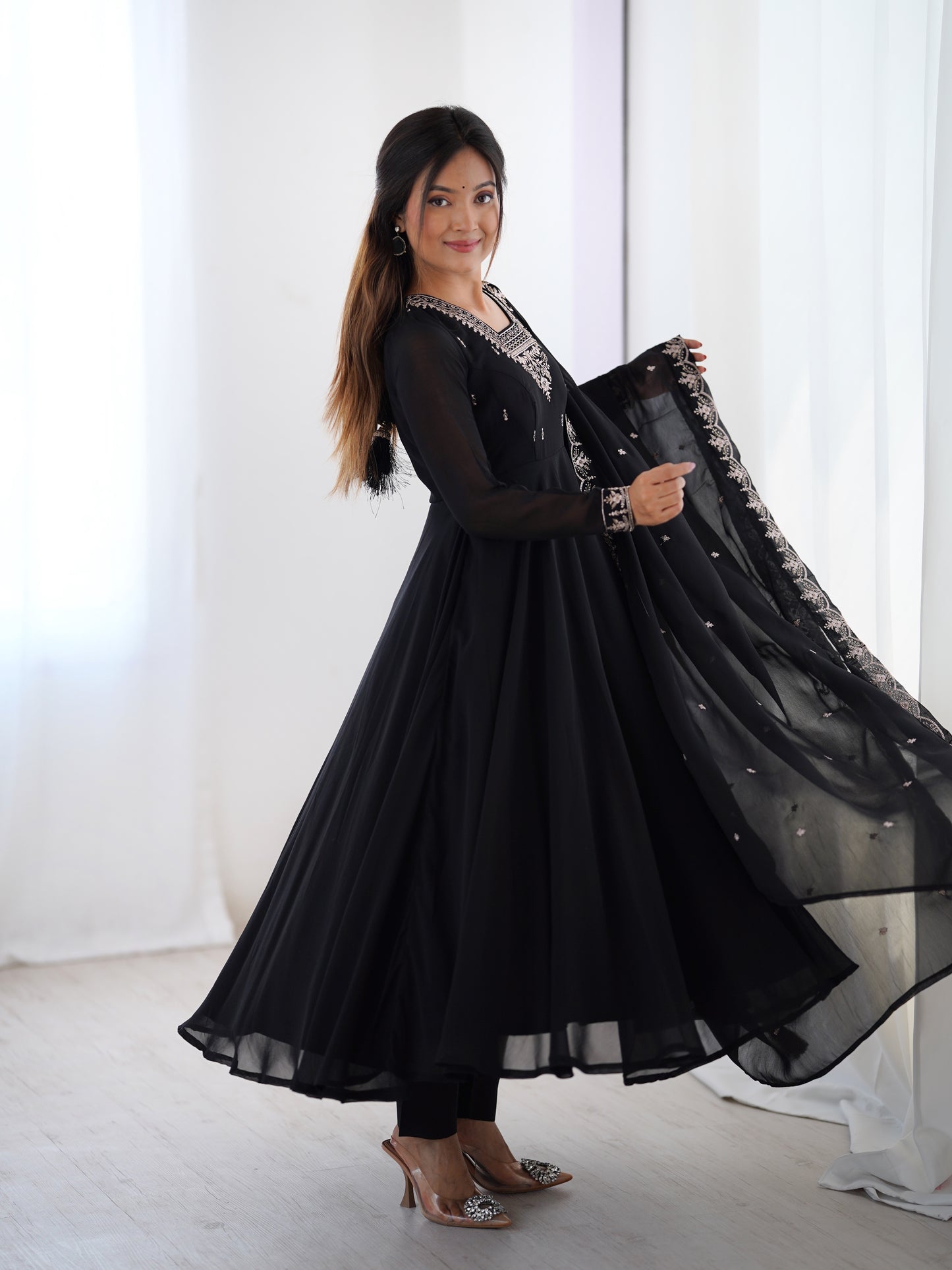 Anarkali Gown With Dupatta And Pant