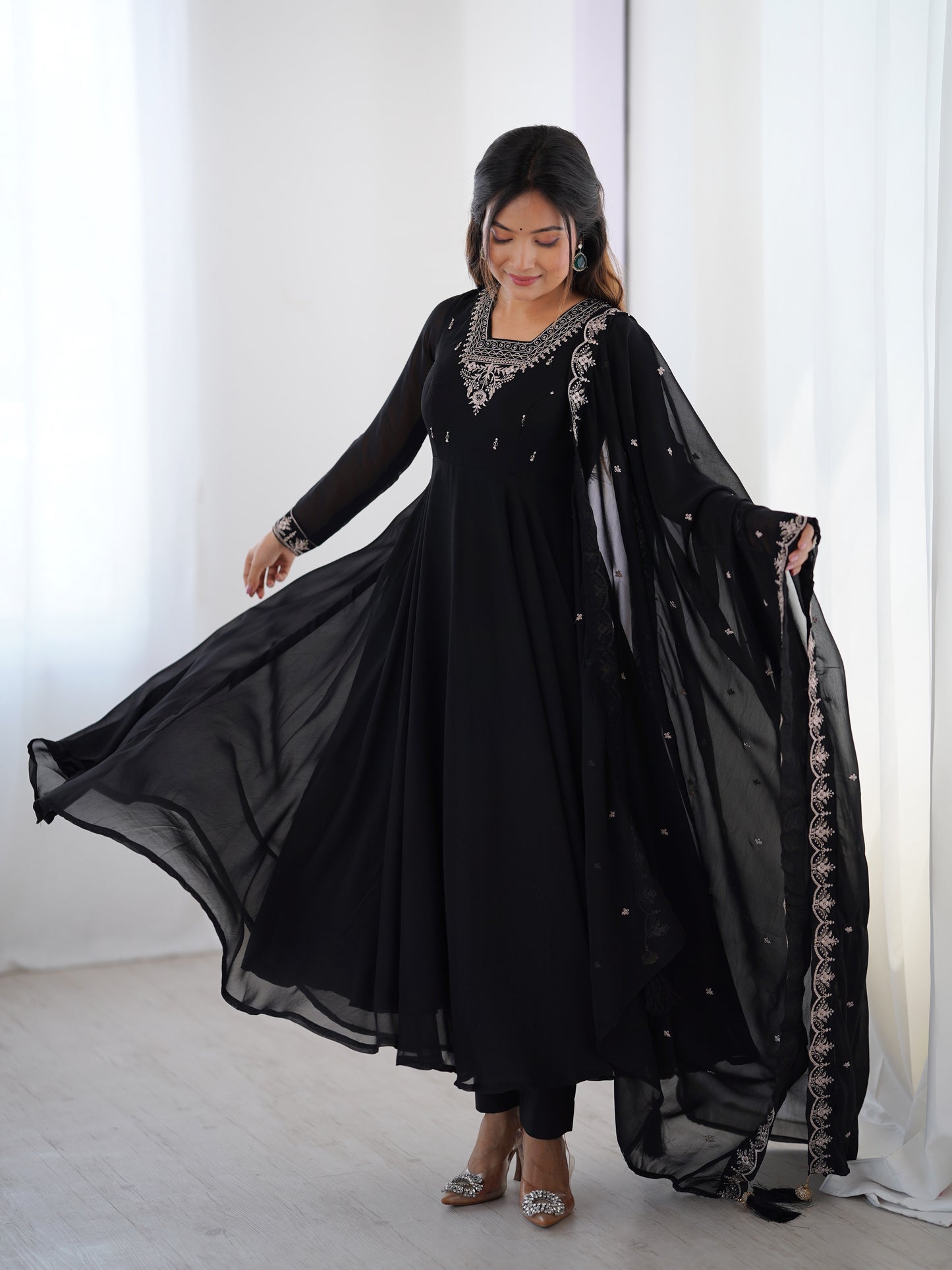 Anarkali Gown With Dupatta And Pant