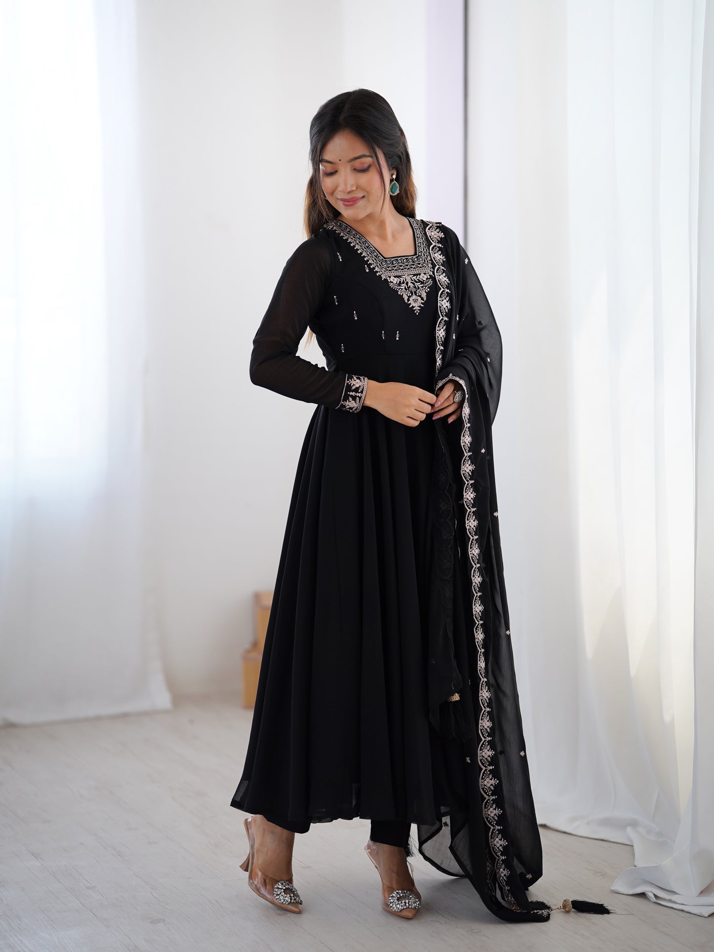 Anarkali Gown With Dupatta And Pant