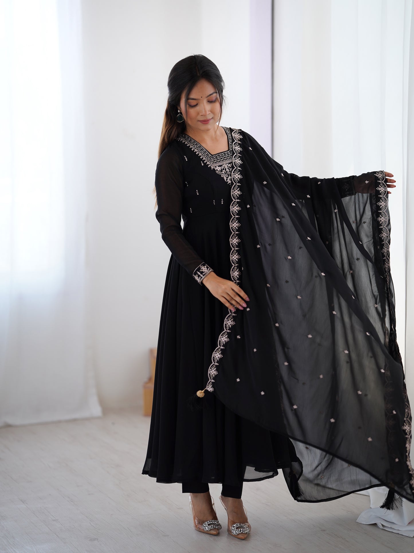 Anarkali Gown With Dupatta And Pant