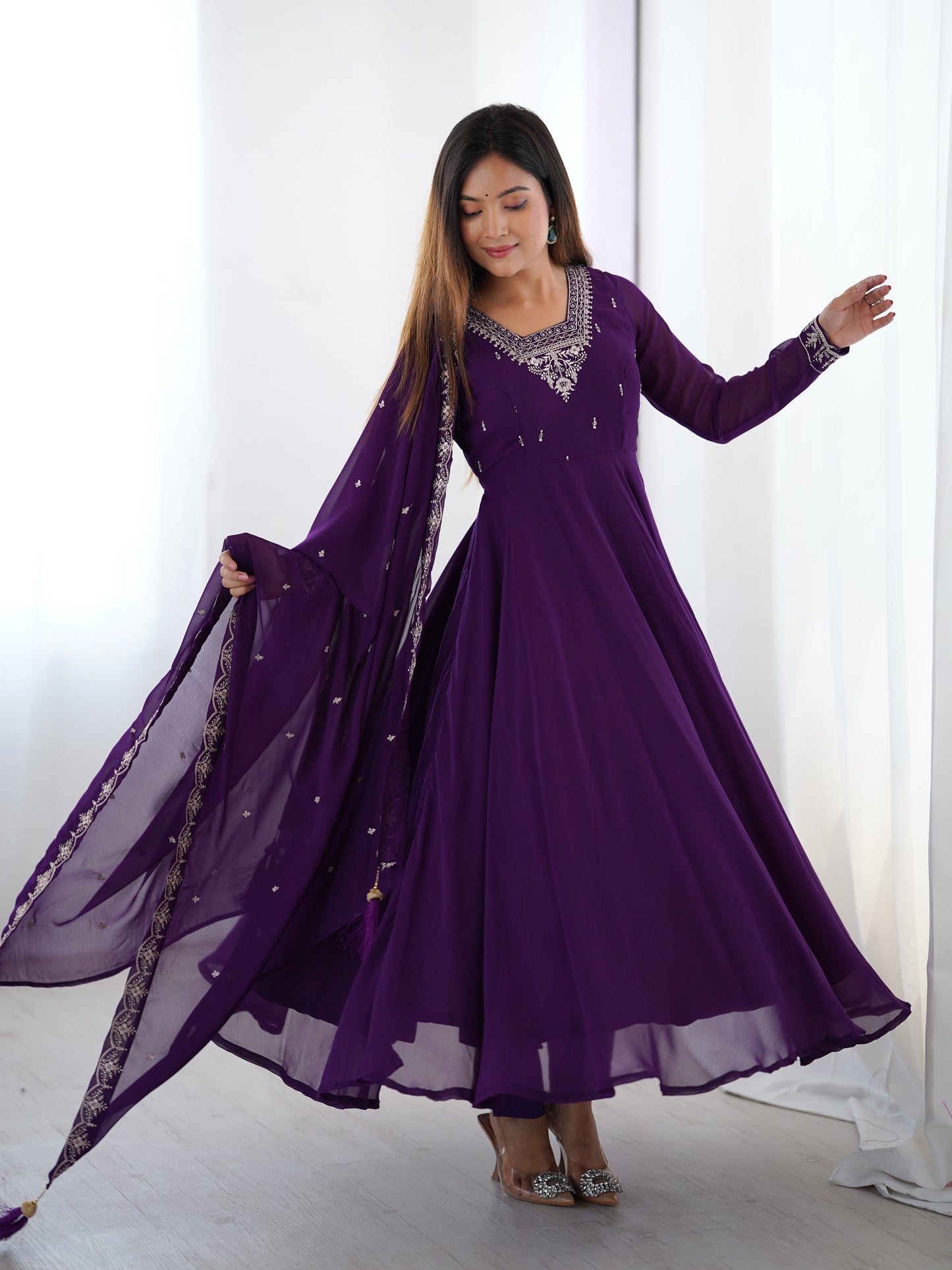 Anarkali Gown With Dupatta And Pant