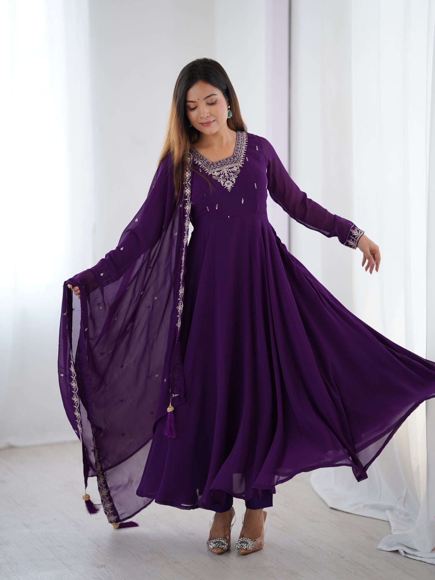 Anarkali Gown With Dupatta And Pant