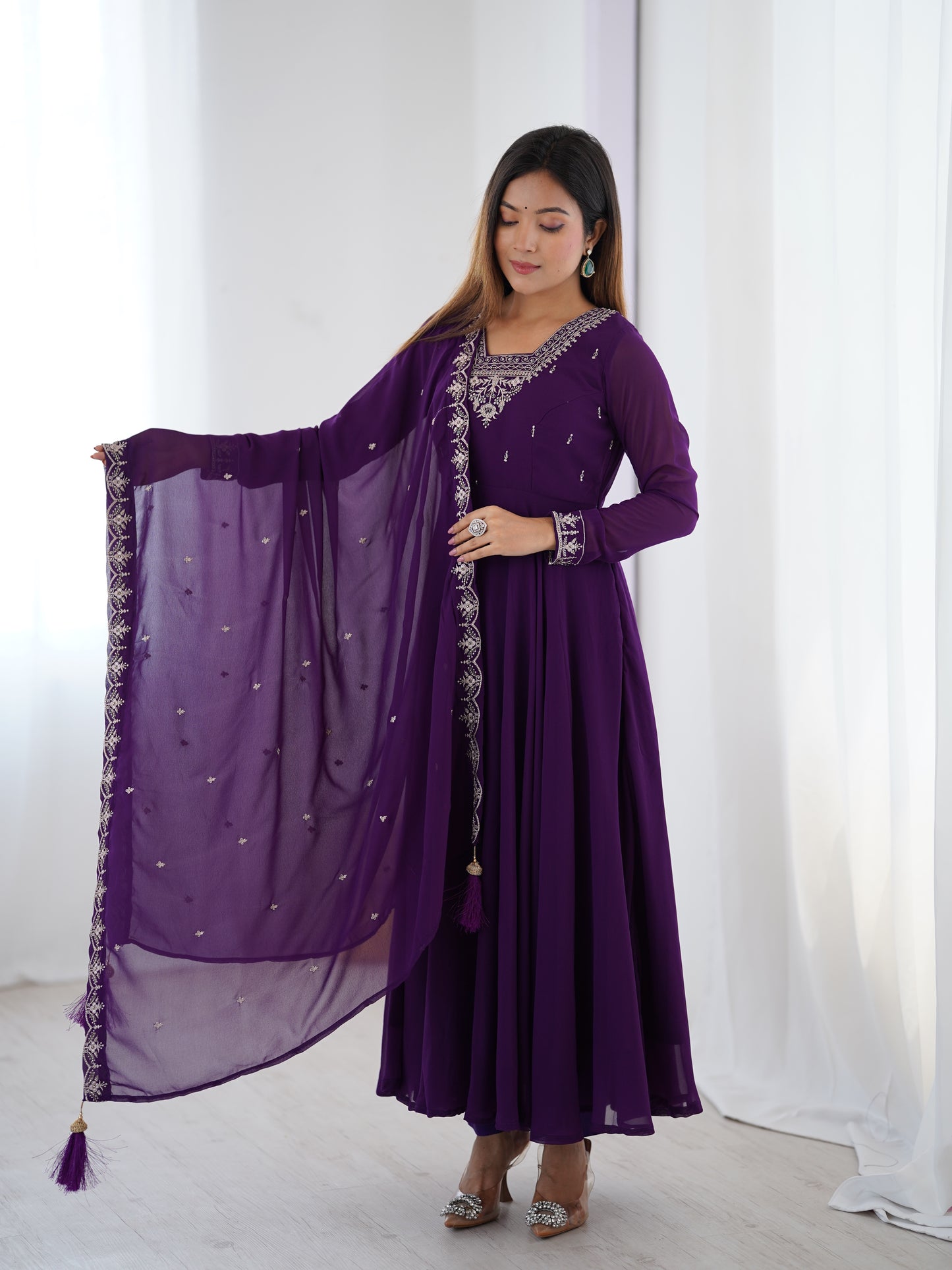 Anarkali Gown With Dupatta And Pant