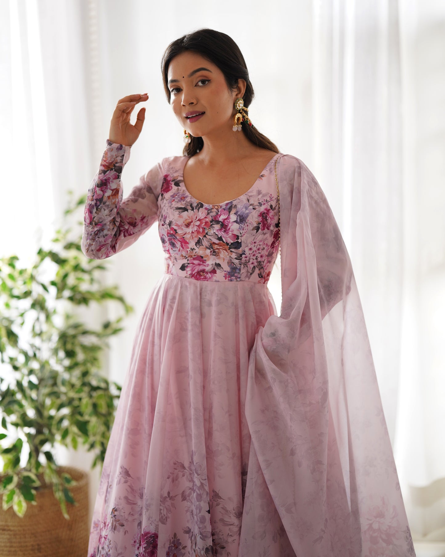 Anarkali Gown With Dupatta And Pant