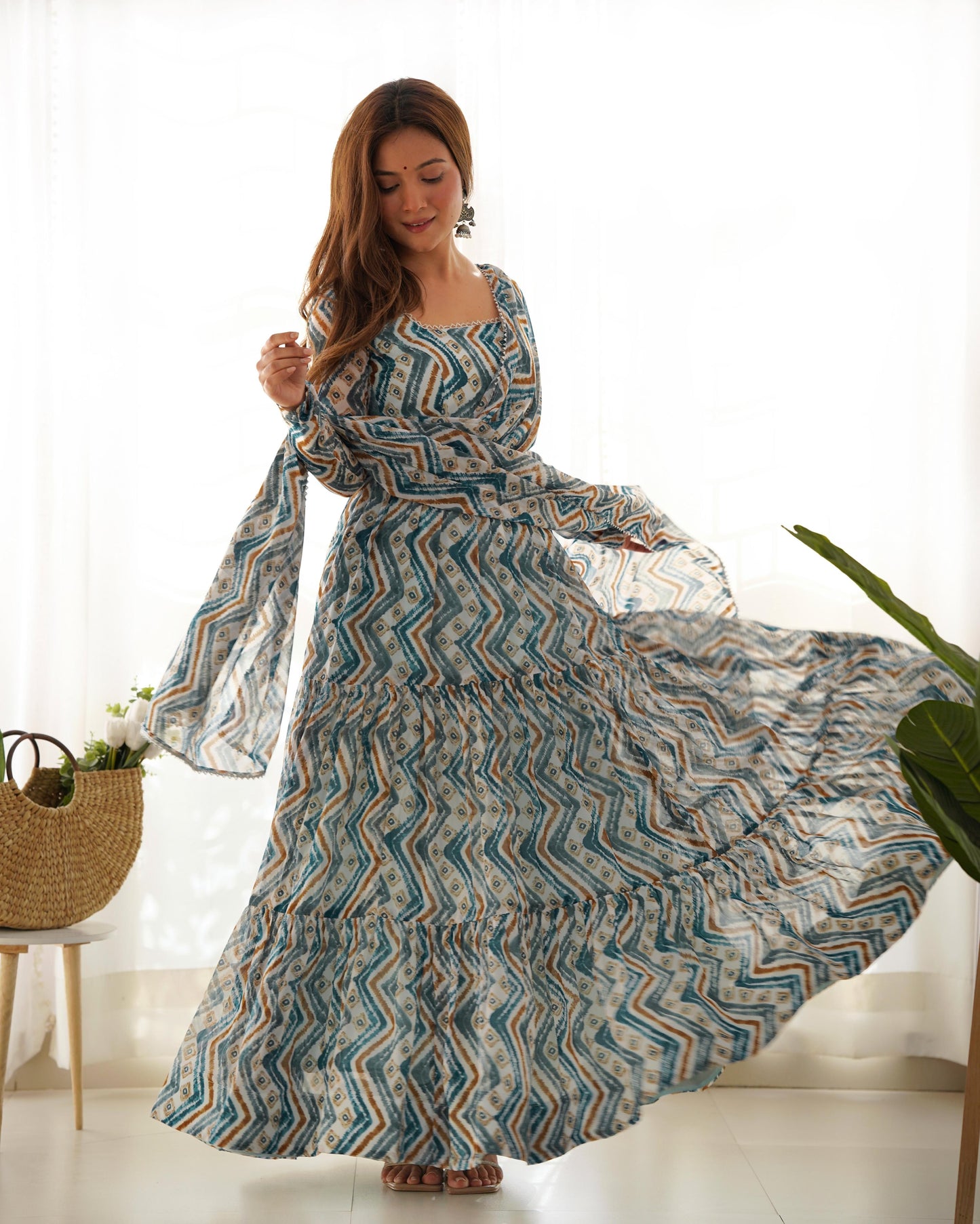 Anarkali Gown With Dupatta And Pant