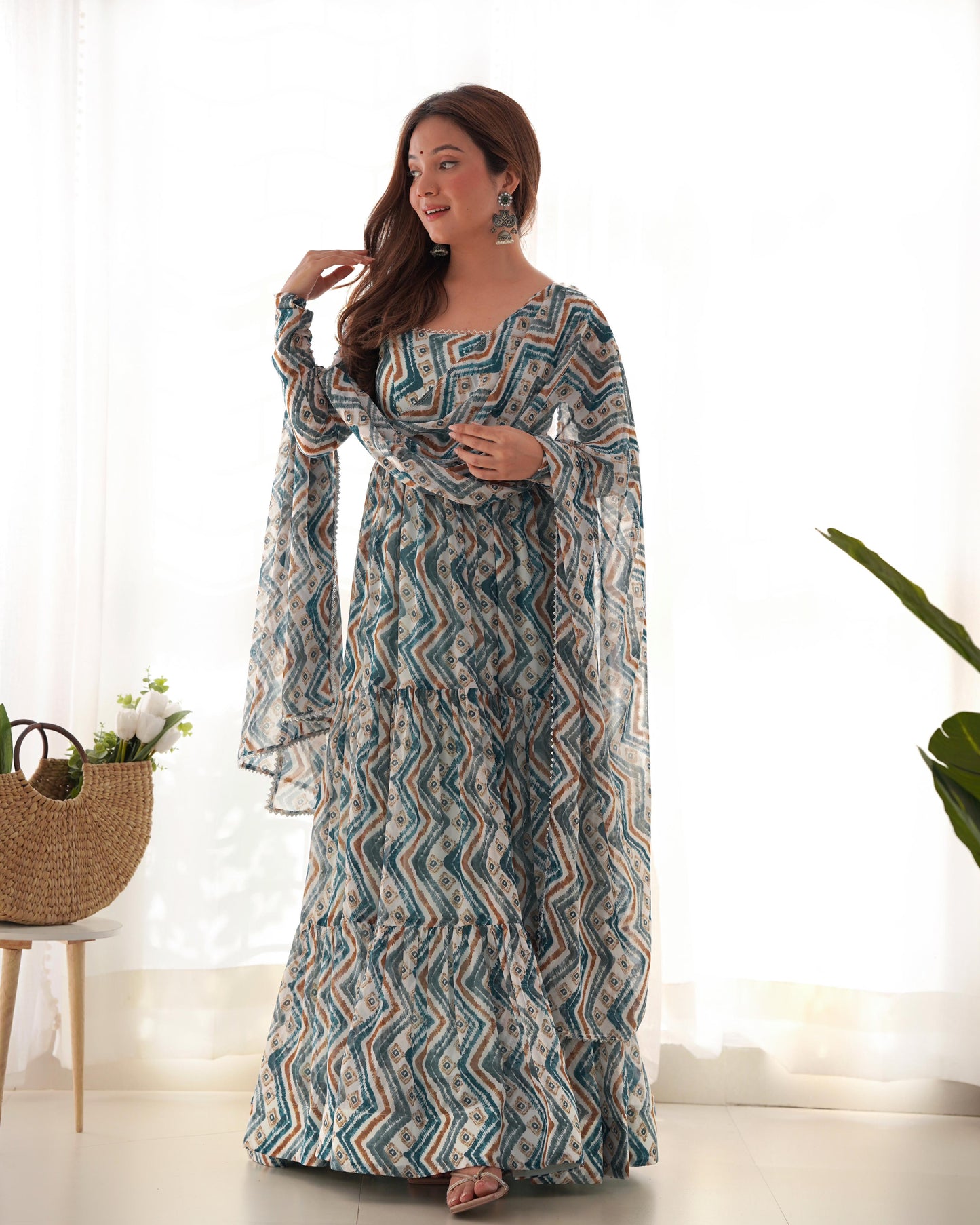 Anarkali Gown With Dupatta And Pant
