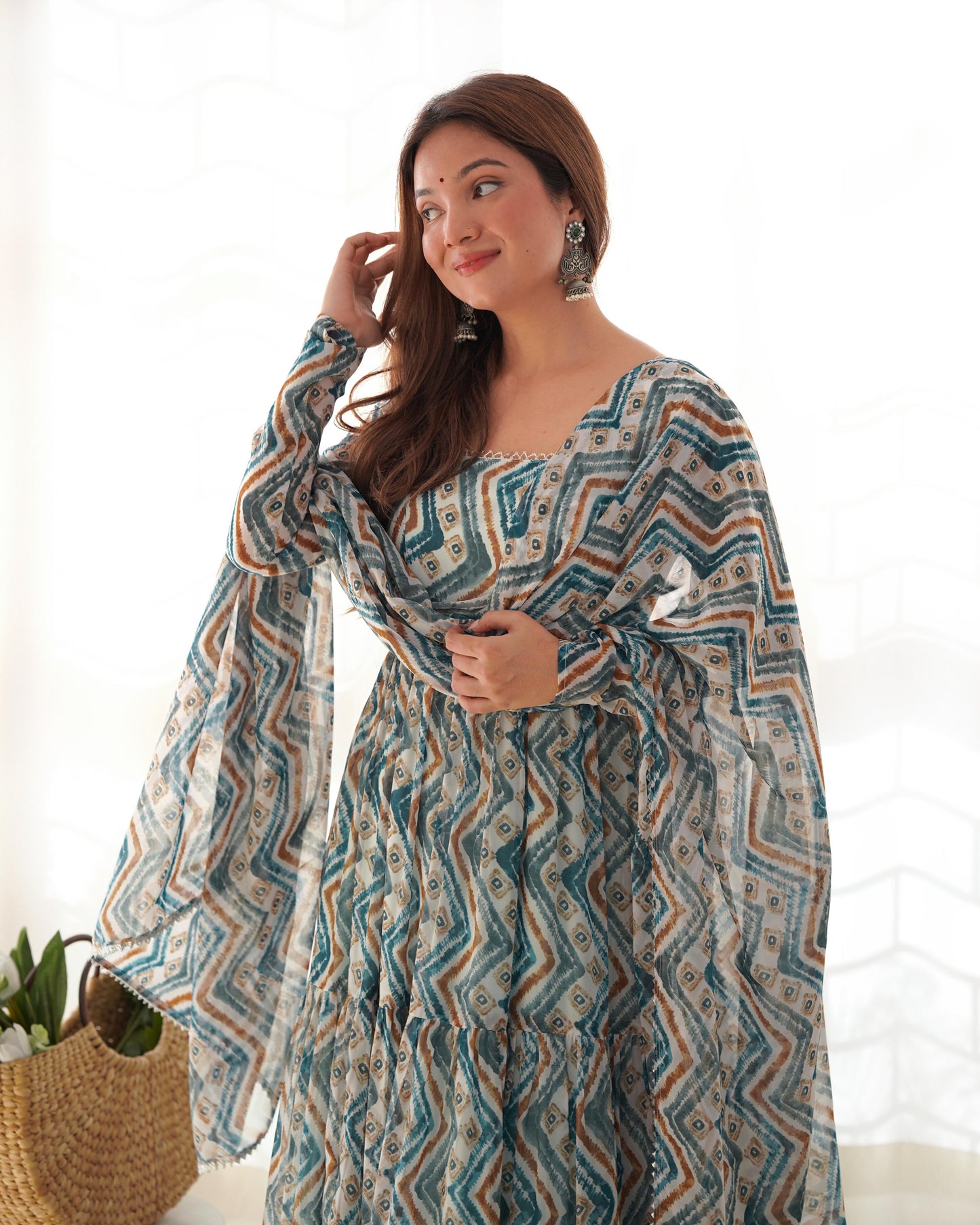 Anarkali Gown With Dupatta And Pant