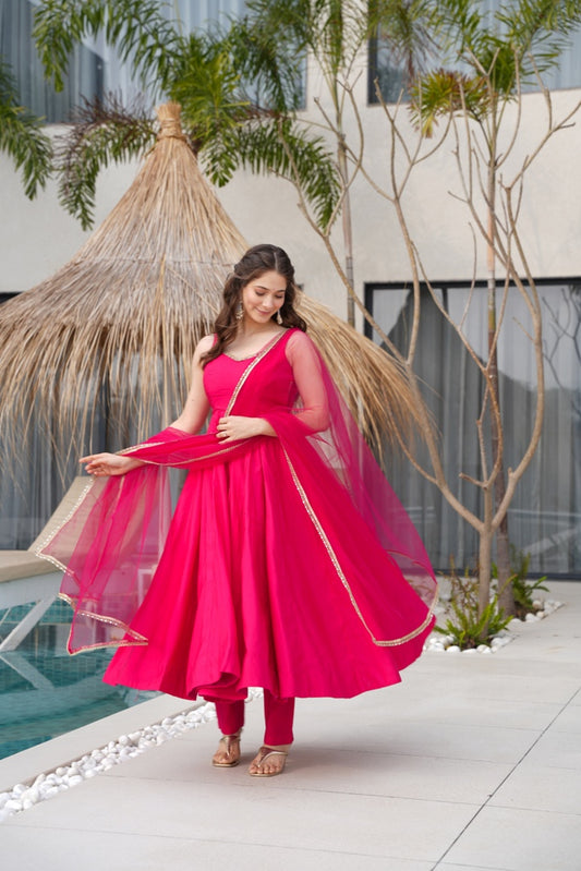 Anarkali Gown With Dupatta And Pant