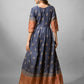 Elegant Denim Blue Printed Anarkali Gown in Premium Rayon Fabric