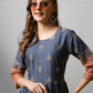 Elegant Denim Blue Printed Anarkali Gown in Premium Rayon Fabric