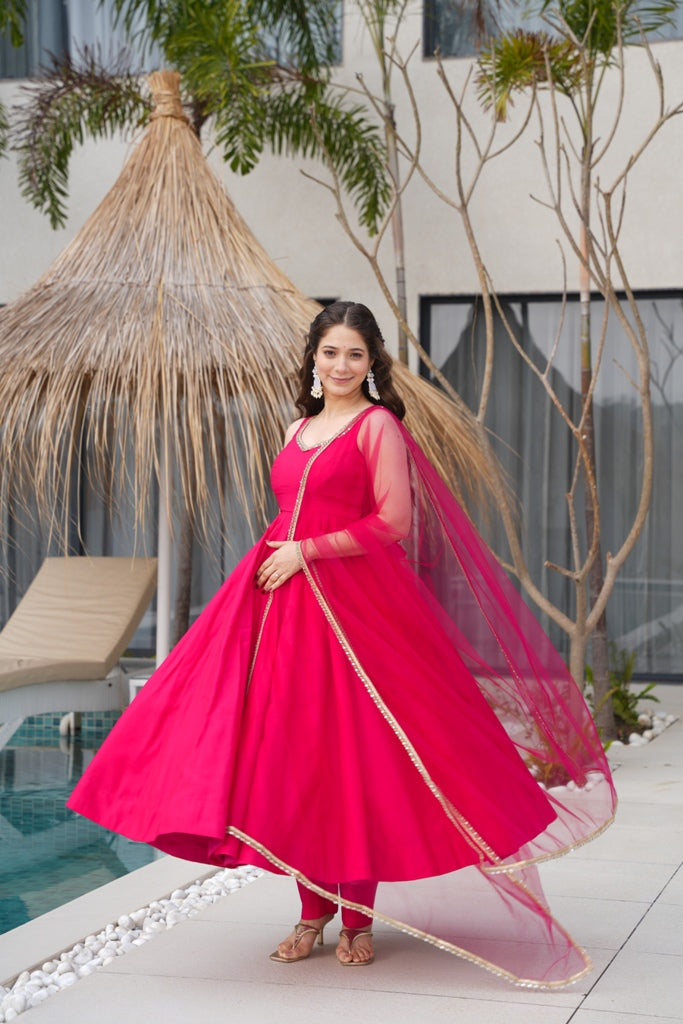Anarkali Gown With Dupatta And Pant