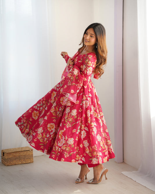 Anarkali Gown With Dupatta And Pant