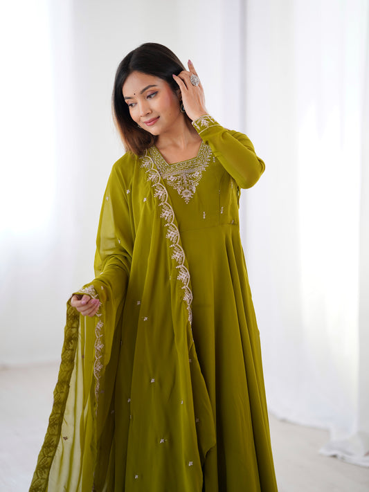 Anarkali Gown With Dupatta And Pant
