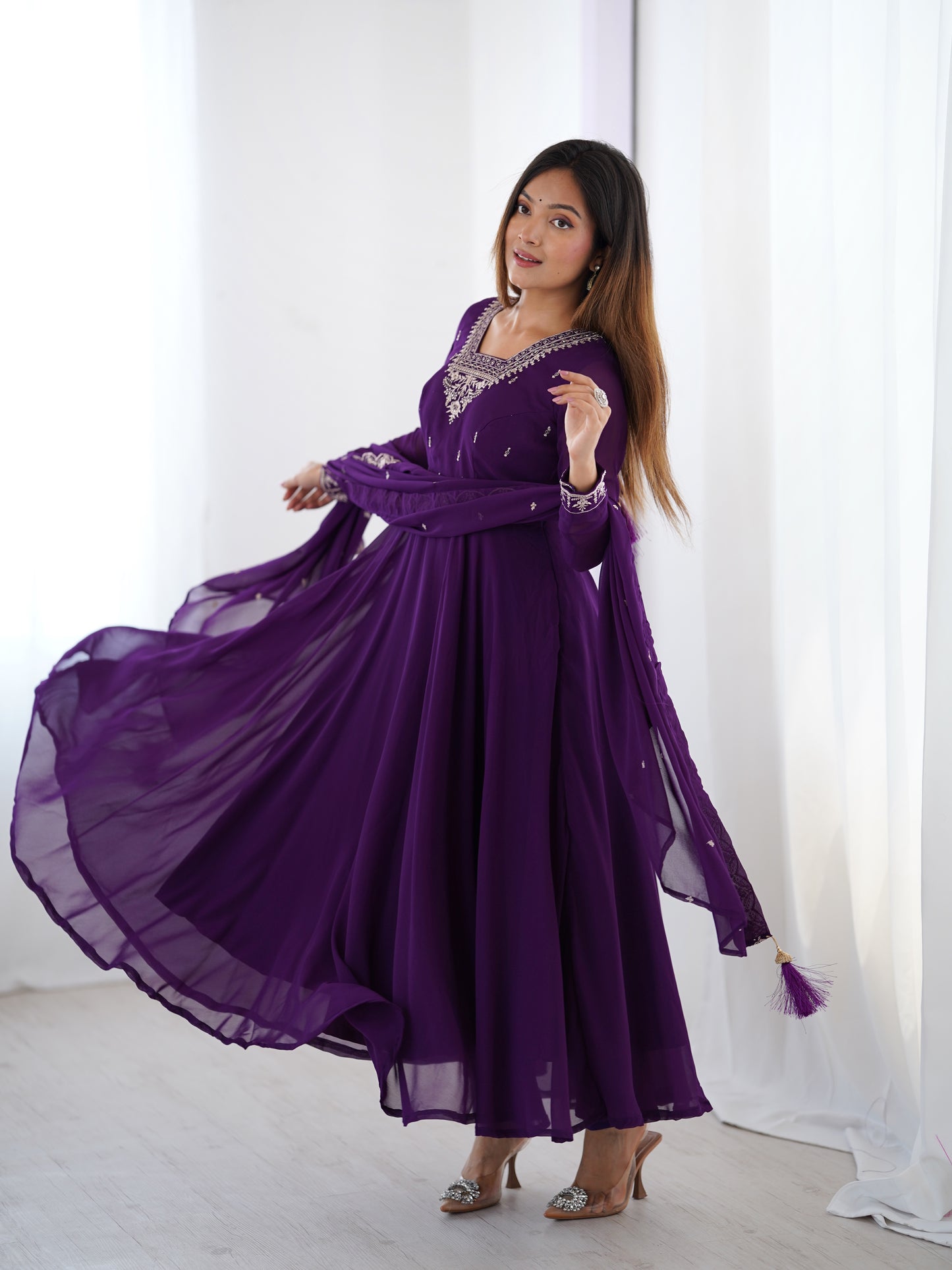 Anarkali Gown With Dupatta And Pant