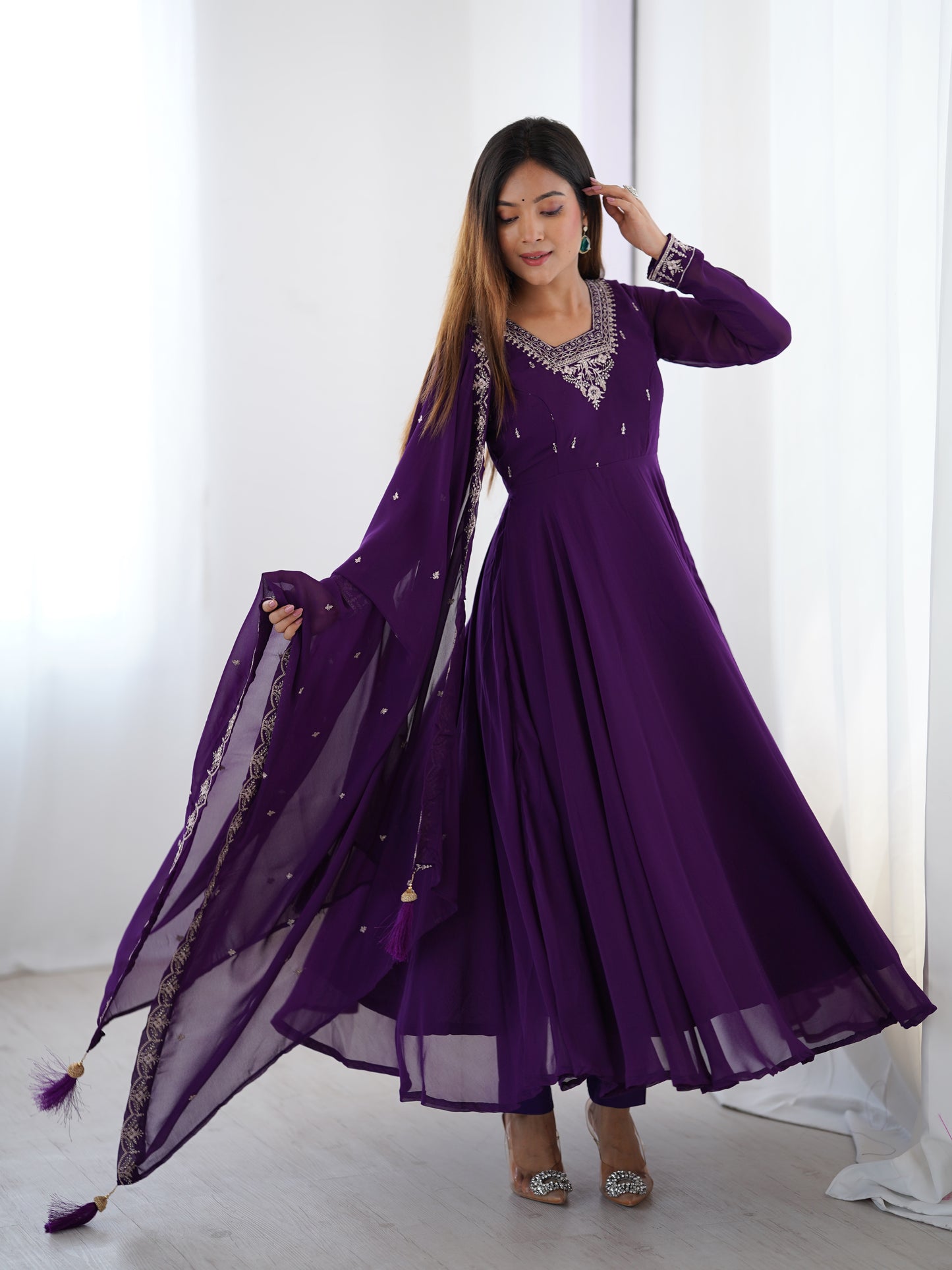 Anarkali Gown With Dupatta And Pant